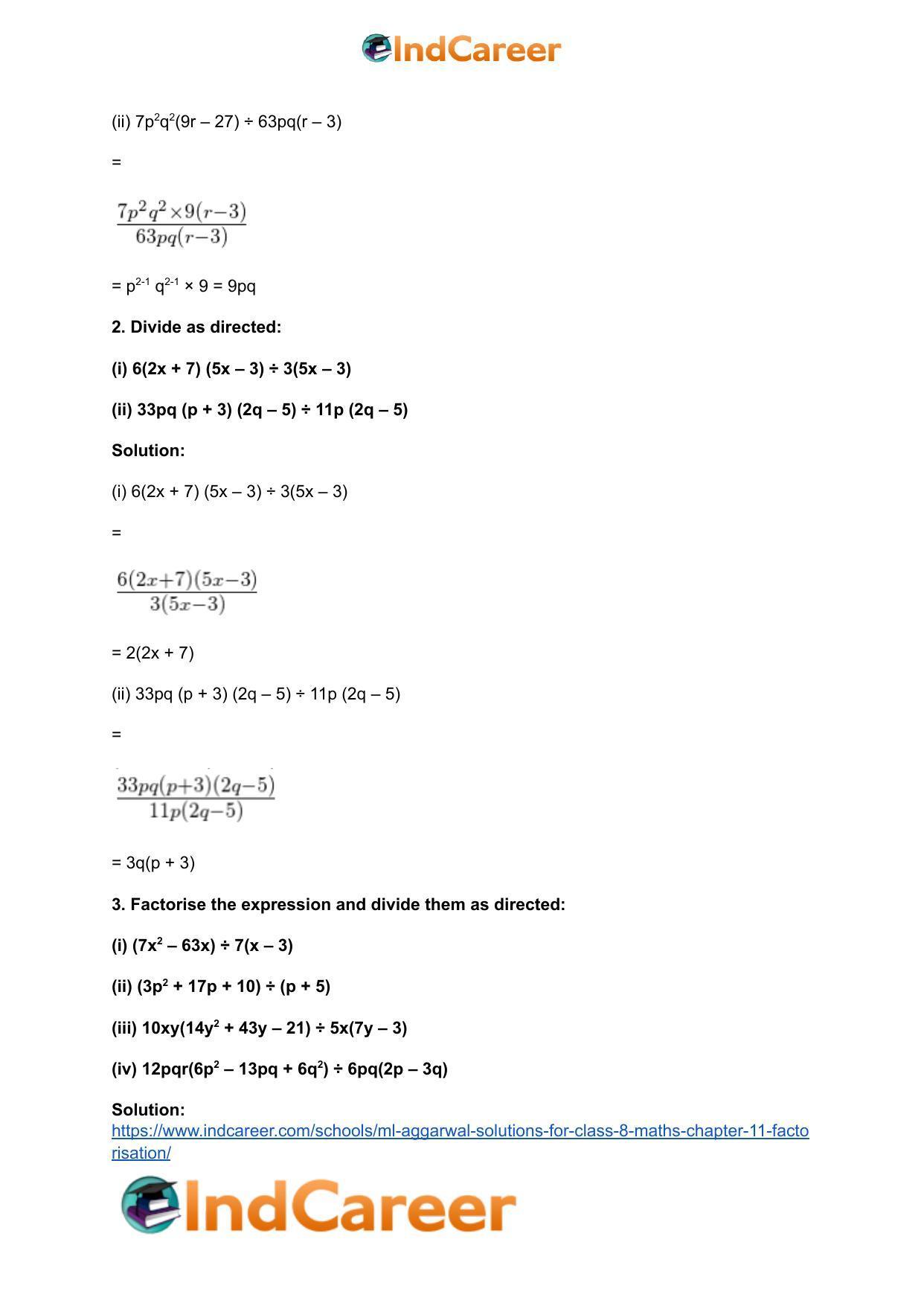ML Aggarwal Solutions for Class 8 Maths Chapter 11- Factorisation - Page 23