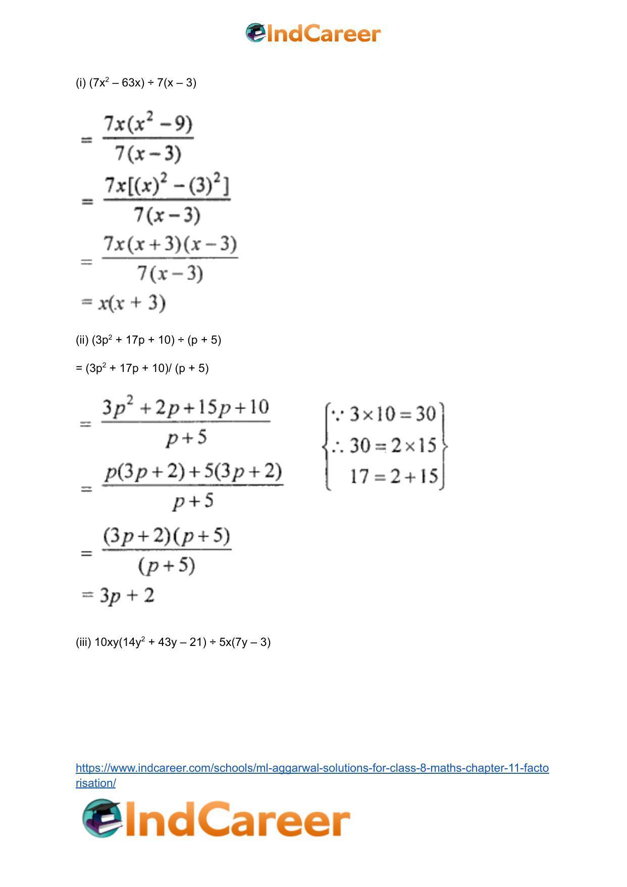 ML Aggarwal Solutions for Class 8 Maths Chapter 11- Factorisation - Page 24