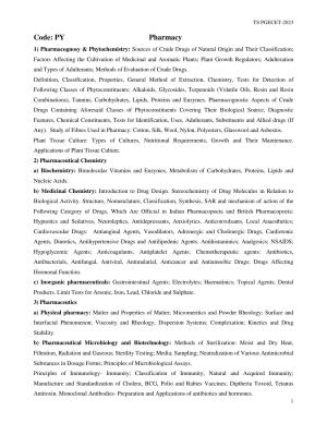 TS PGECET Pharmacy Syllabus