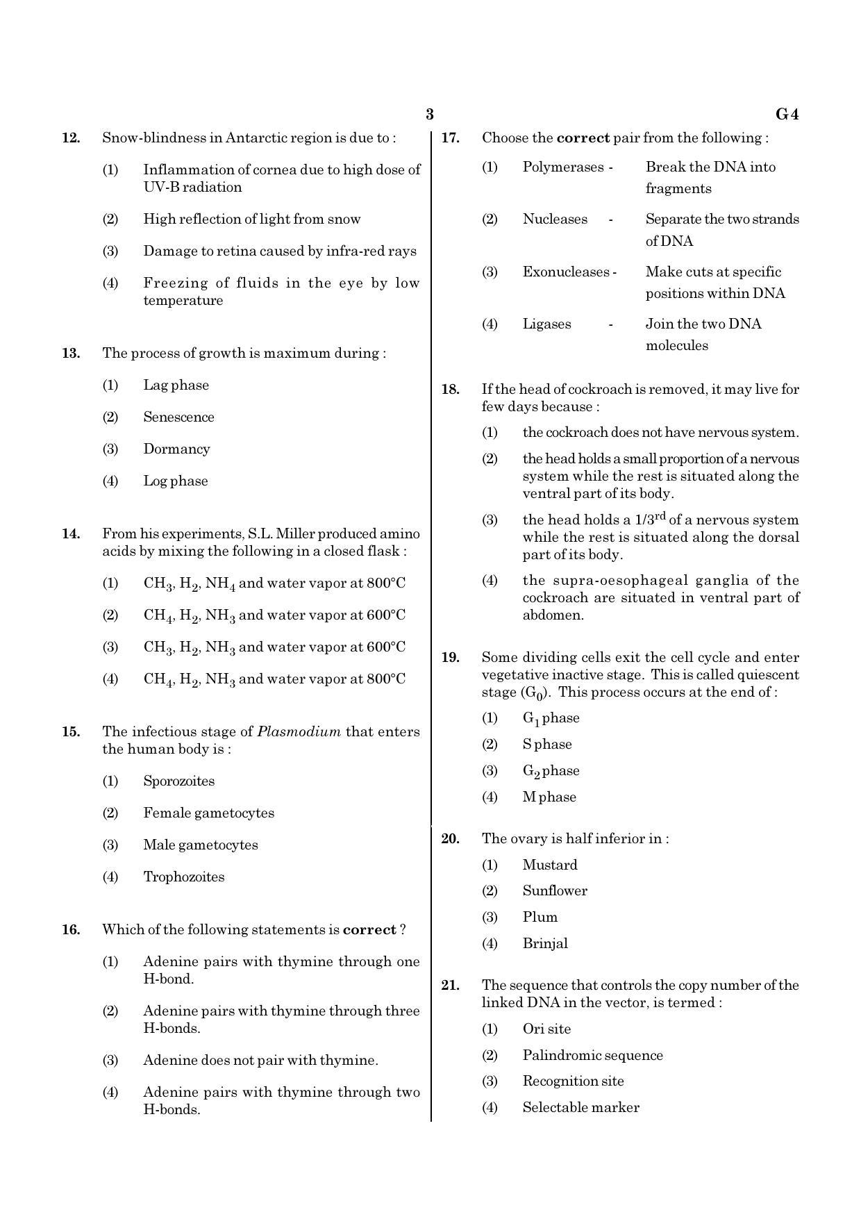 NEET G4 2020 Question Paper - Page 3