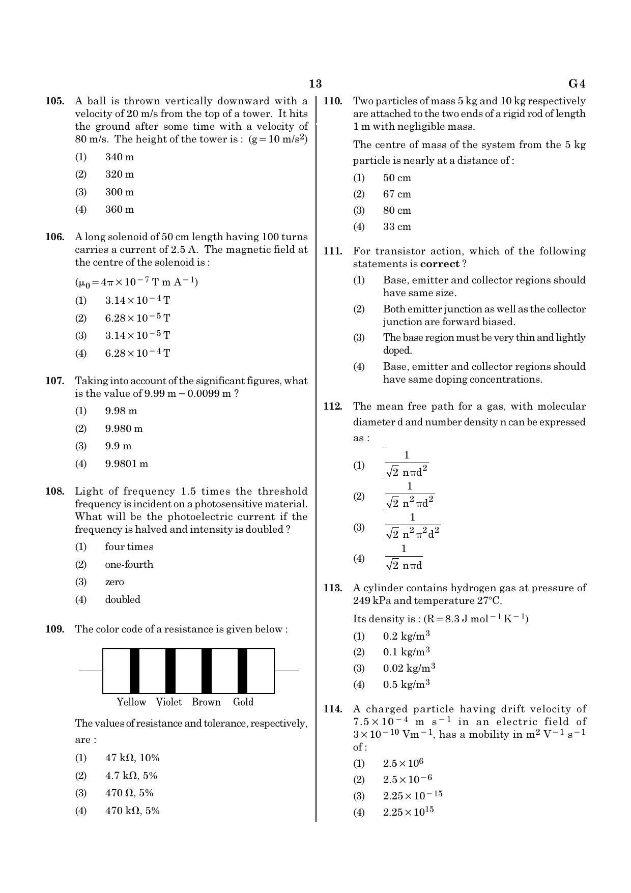 NEET G4 2020 Question Paper - Page 13