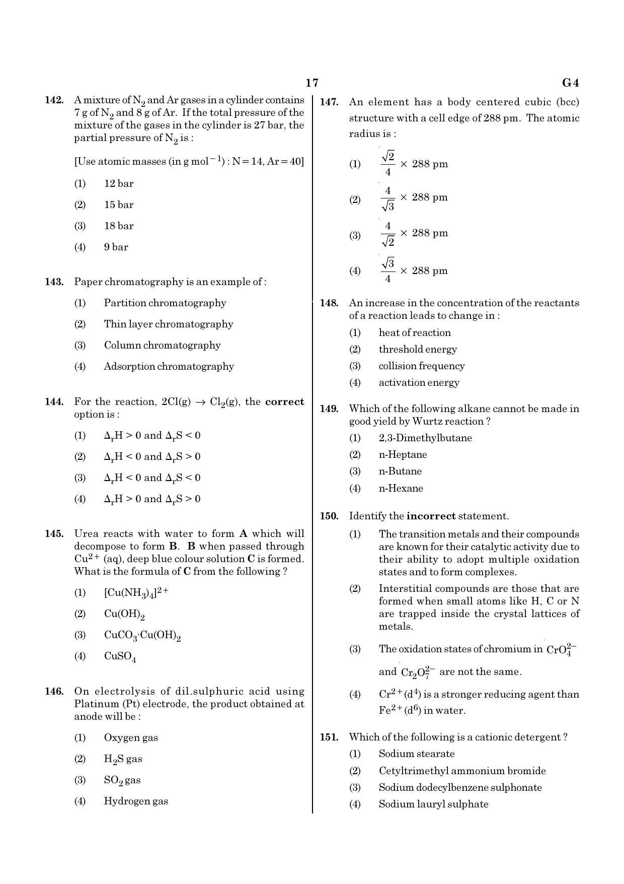 NEET G4 2020 Question Paper - Page 17