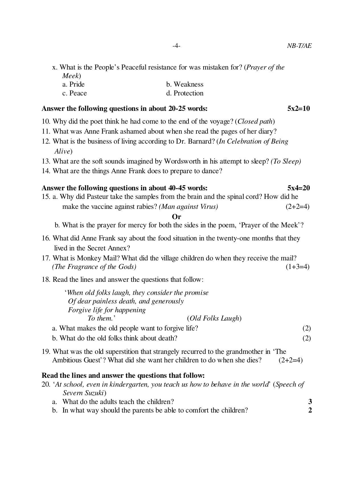 Nagaland Board Class 10 ALTERNATIVE ENGLISH 2019 Question Paper - Page 4