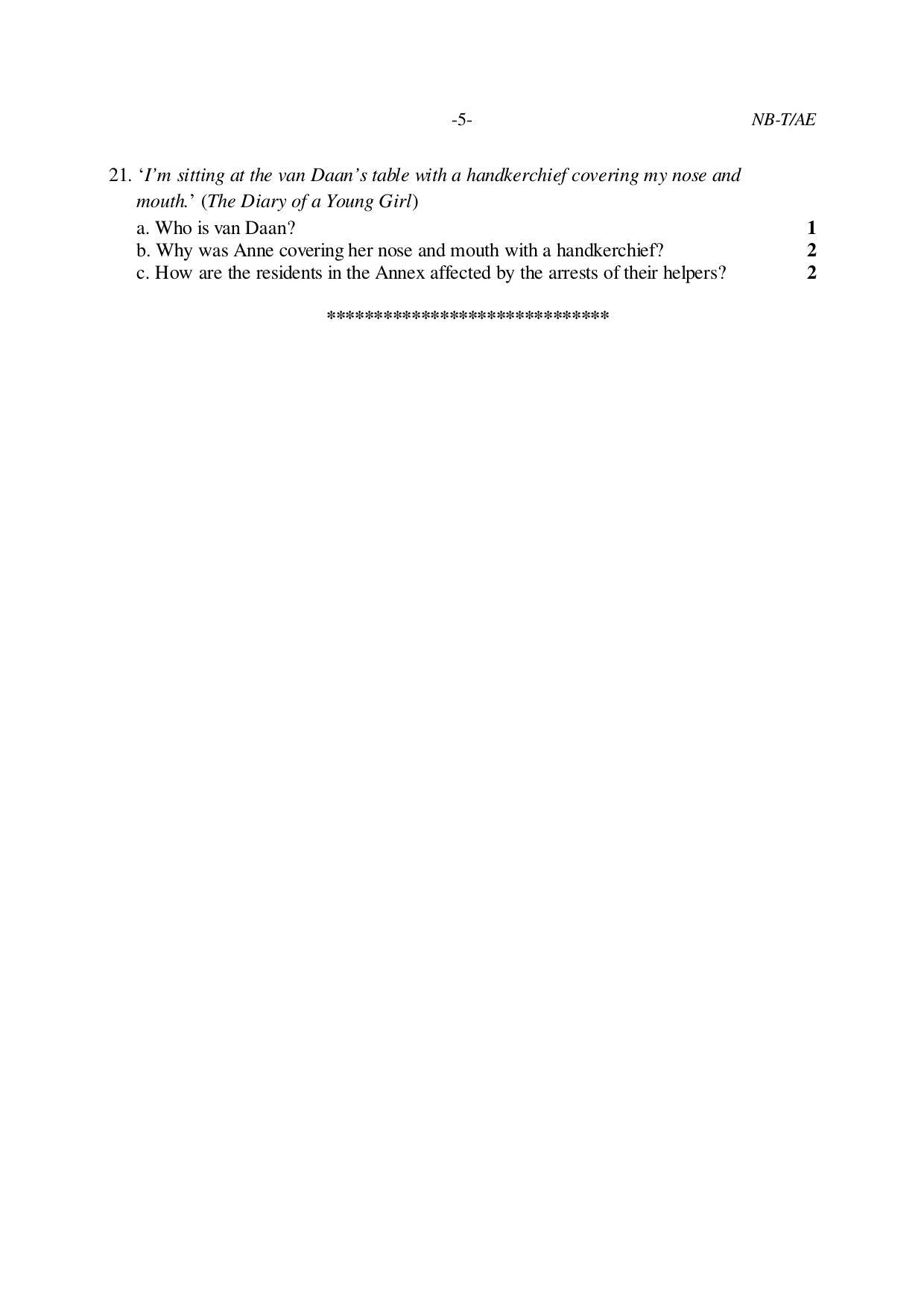 Nagaland Board Class 10 ALTERNATIVE ENGLISH 2019 Question Paper - Page 5