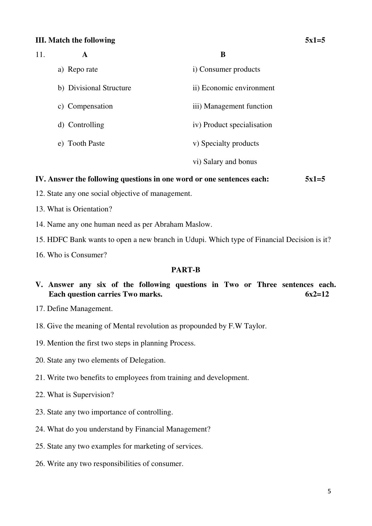 Karnataka II PUC Business Studies Model Question Paper III 2025 - Page 5