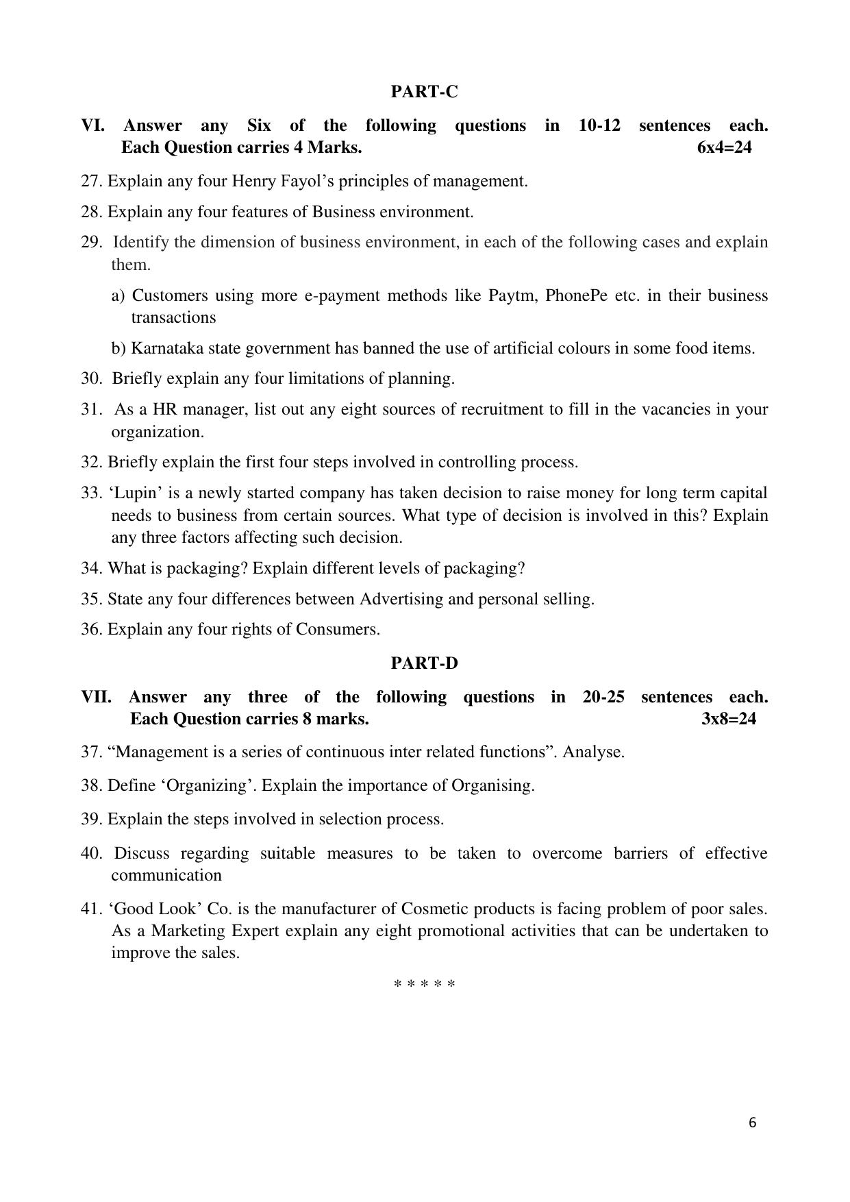 Karnataka II PUC Business Studies Model Question Paper III 2025 - Page 6