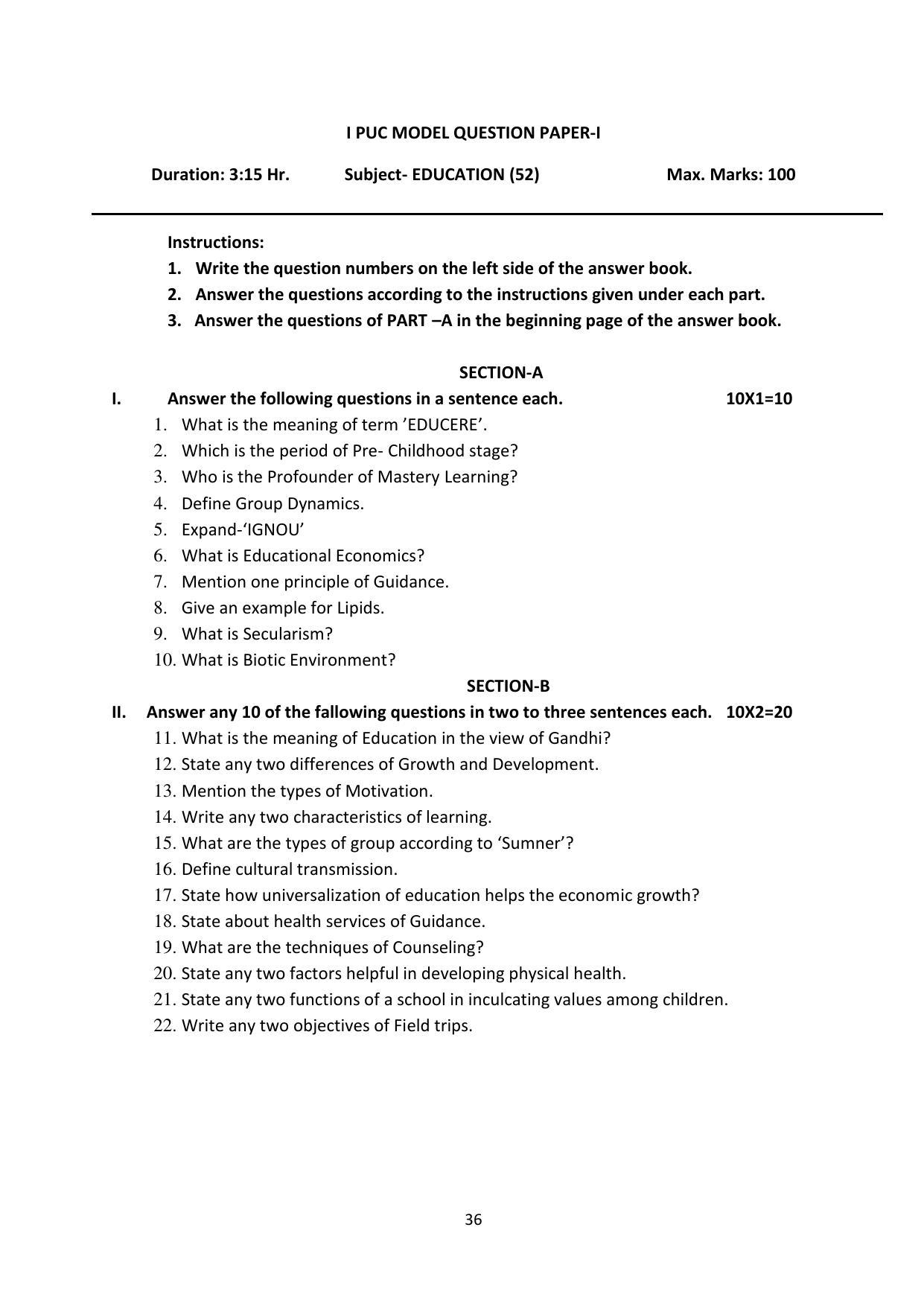 Karnataka 1st PUC Question Bank for Education - Page 36