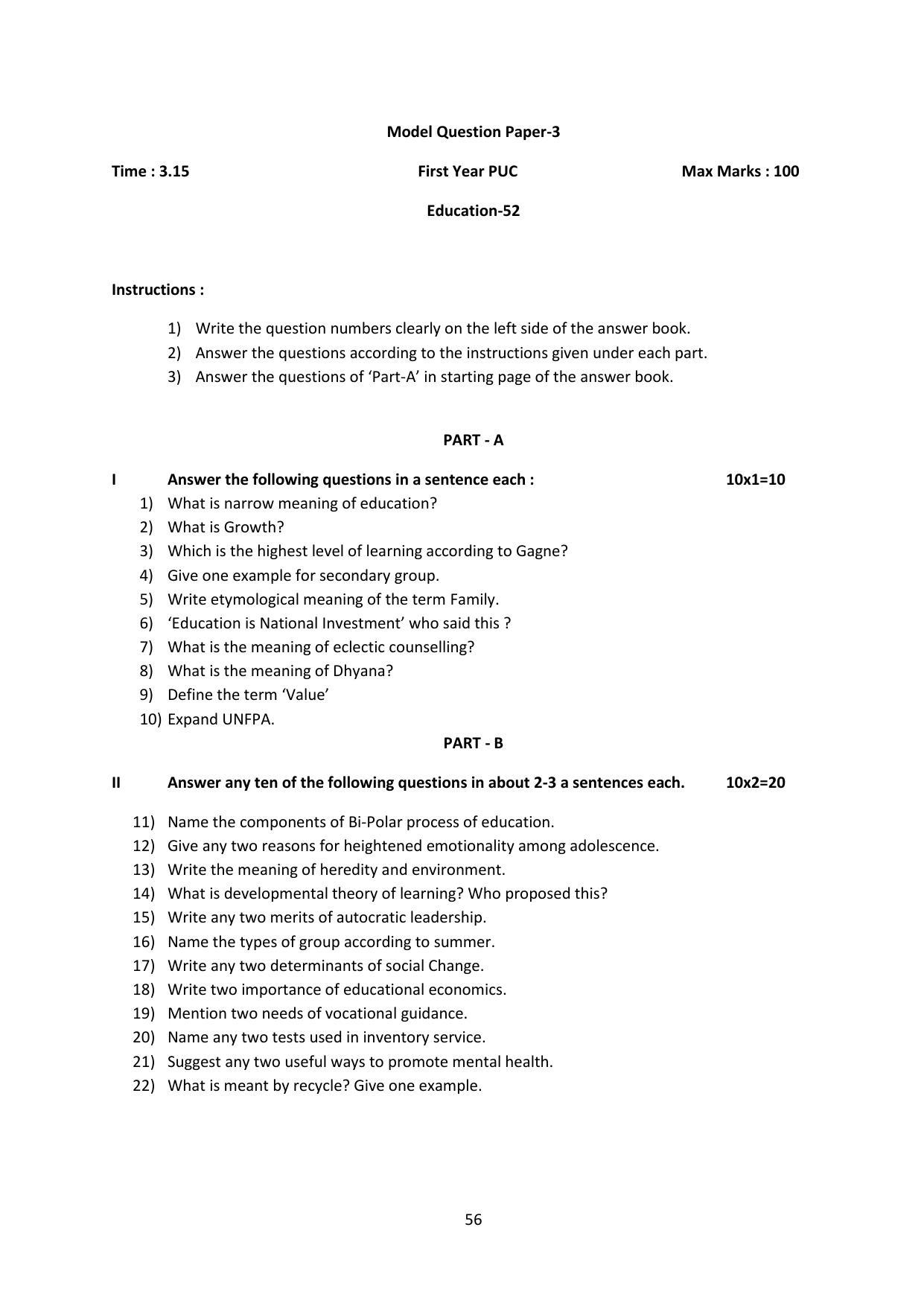 Karnataka 1st PUC Question Bank for Education - Page 56