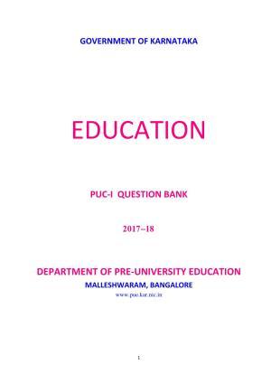 Karnataka 1st PUC Question Bank for Education
