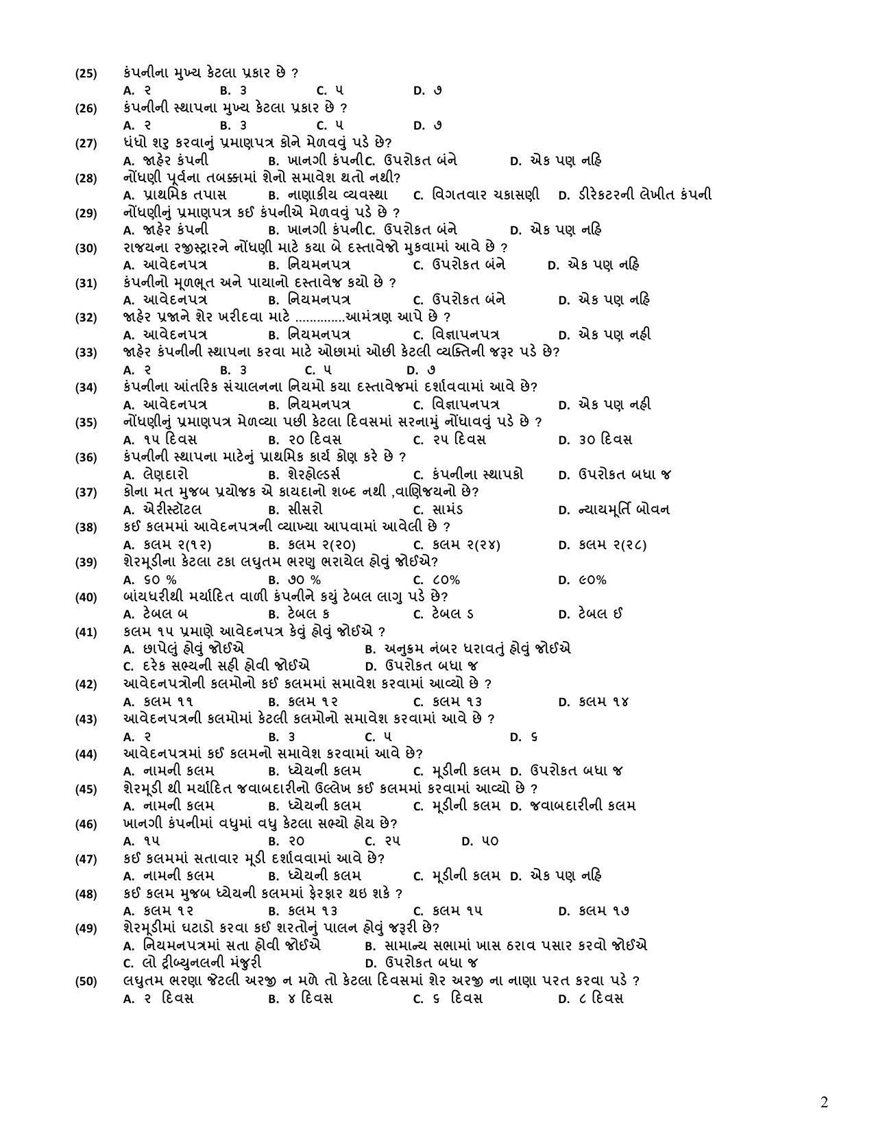 Hemchand North Gujarat University Sample Paper July-Sept 2021:B.Com.Semester-I (Old/New Course) Secretarial Practice – 1 (Theory) - Page 2