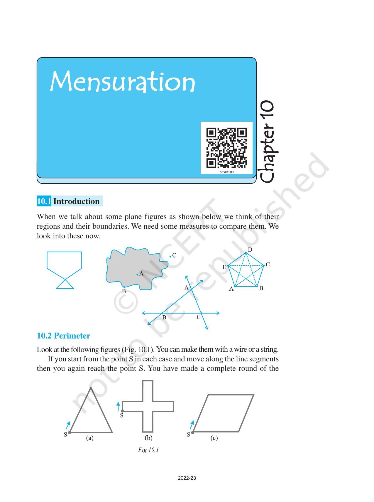 NCERT Book for Class 6 Maths: Chapter 10-Mensuration - Page 1