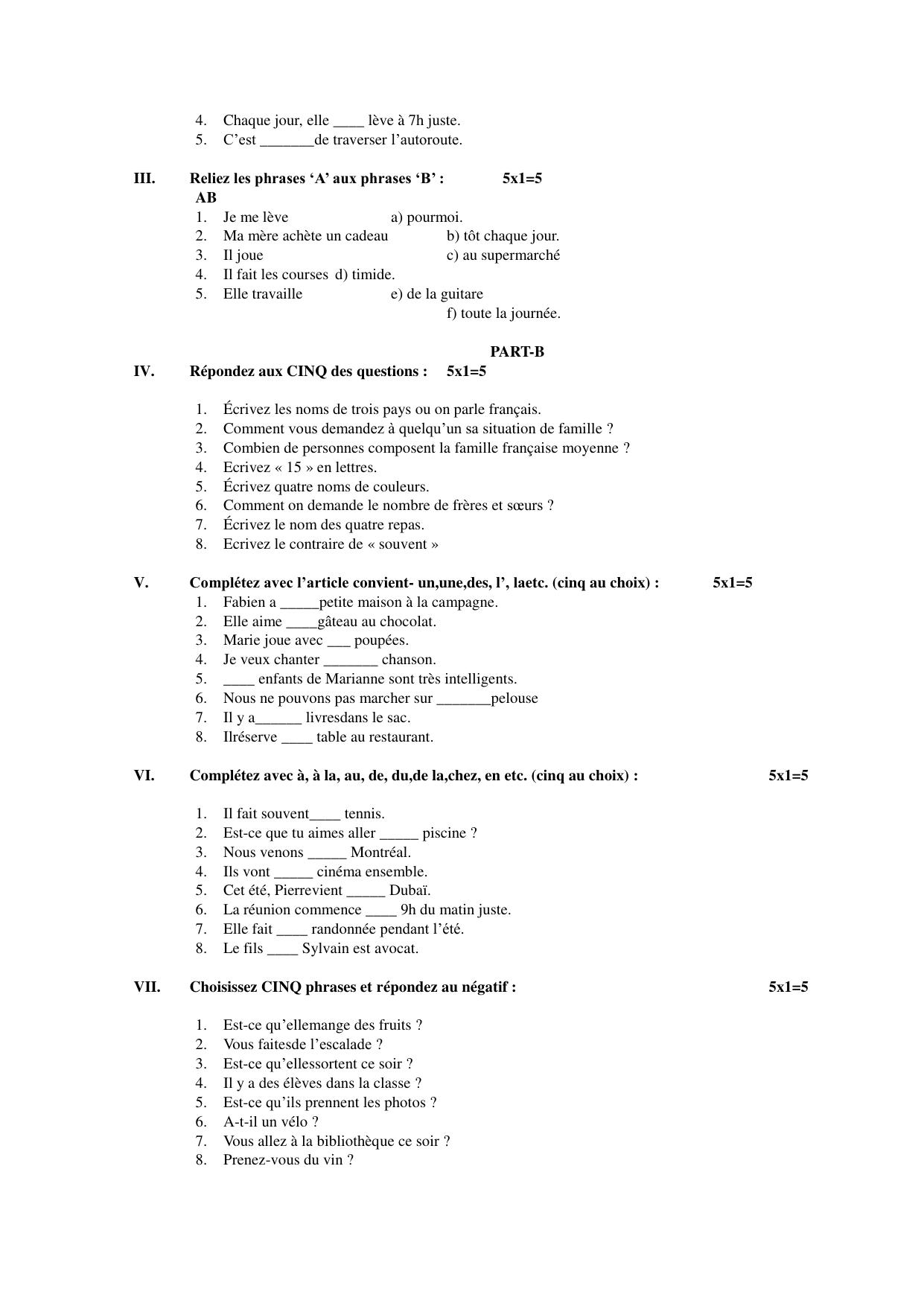 Karnataka 1st PUC French Model Question Paper 2025 - Page 2