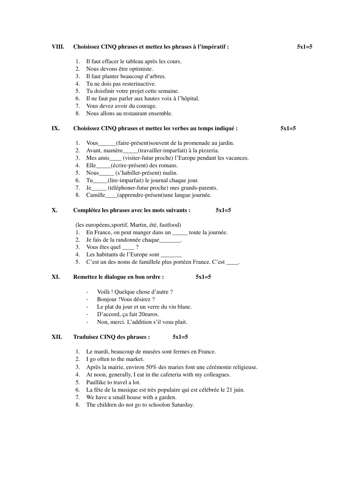 Karnataka 1st PUC French Model Question Paper 2025 - Page 3