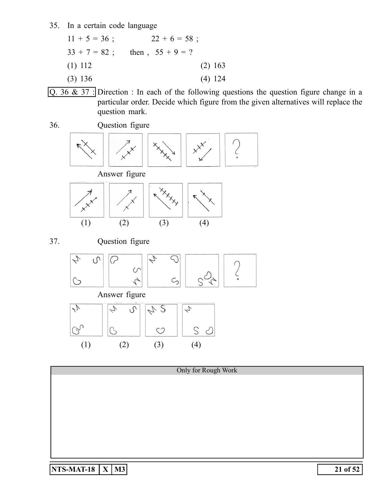 Maharashtra NTSE 2019 MAT (Hindi) Question Paper - Page 21