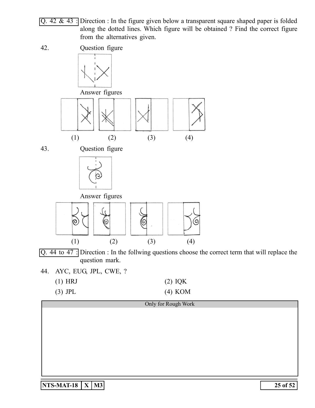 Maharashtra NTSE 2019 MAT (Hindi) Question Paper - Page 25
