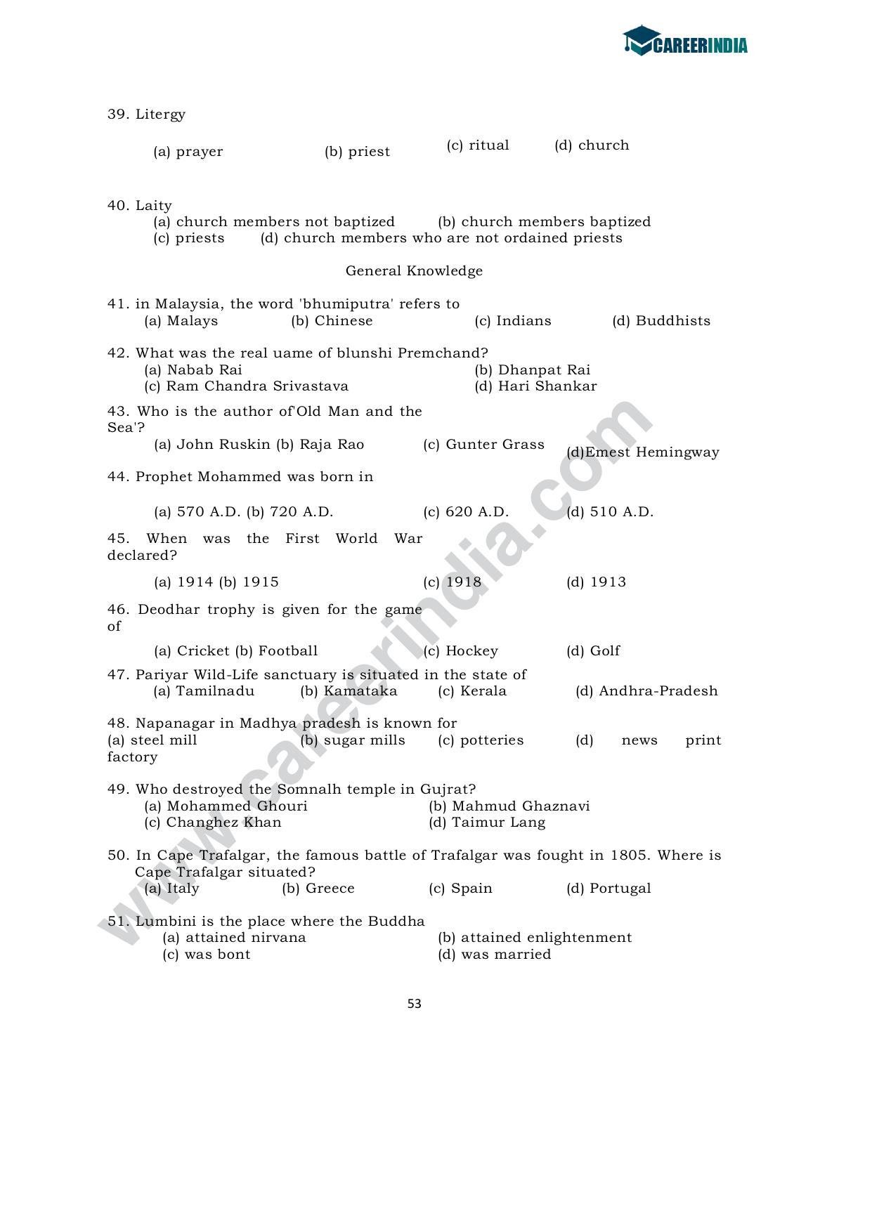 CLAT 2010 UG Sample Question Paper - Page 6