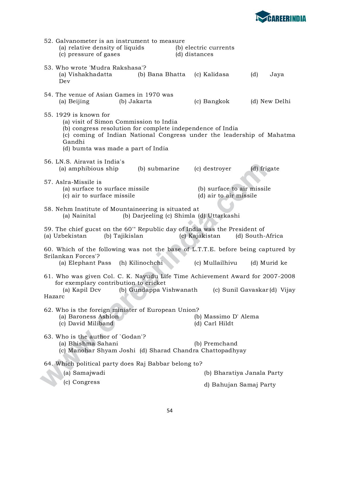 CLAT 2010 UG Sample Question Paper - Page 7
