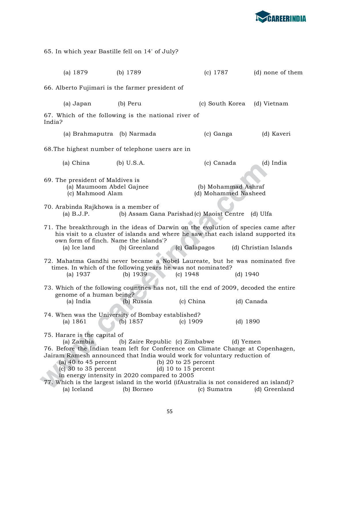 CLAT 2010 UG Sample Question Paper - Page 8
