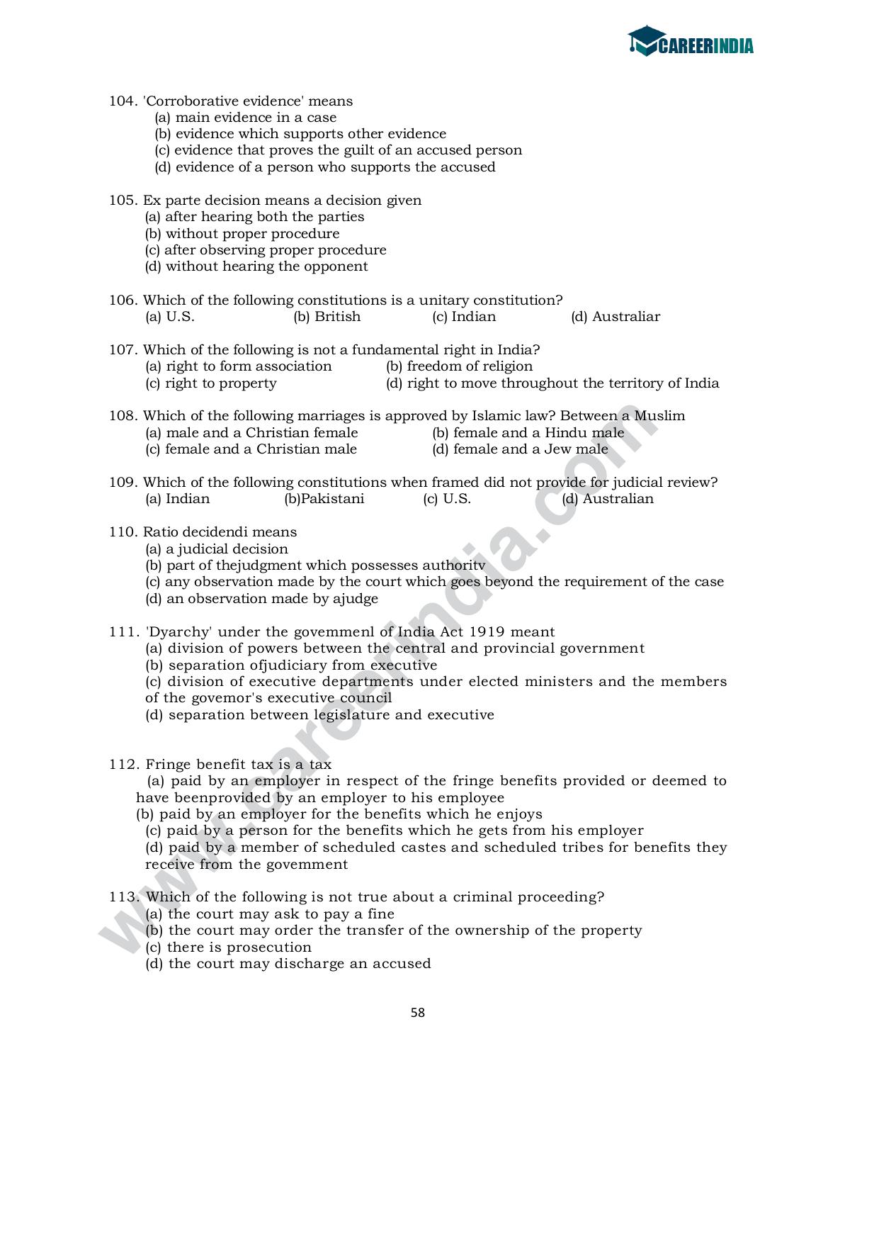 CLAT 2010 UG Sample Question Paper - Page 11