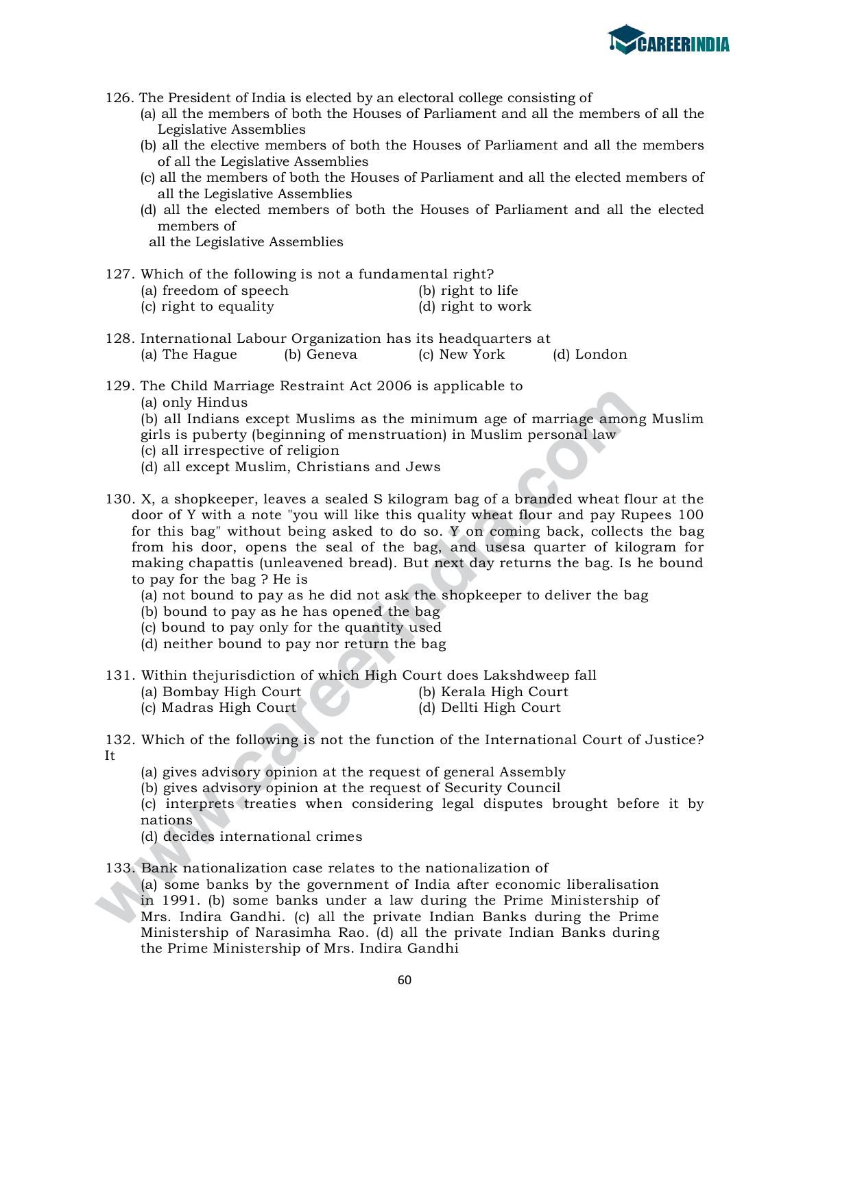 CLAT 2010 UG Sample Question Paper - Page 13