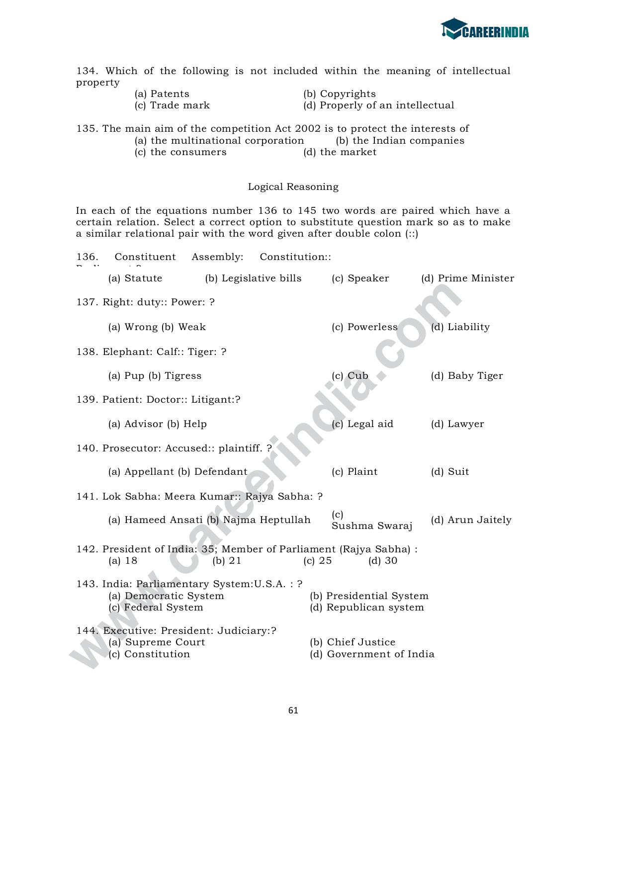 CLAT 2010 UG Sample Question Paper - Page 14