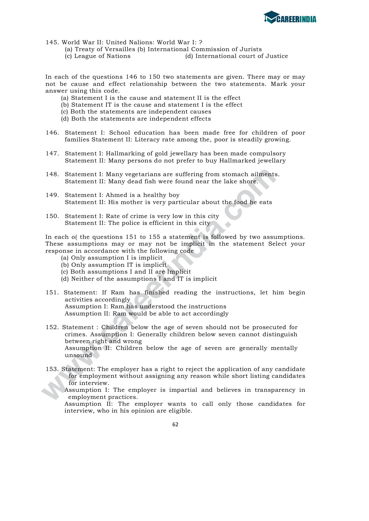 CLAT 2010 UG Sample Question Paper - Page 15