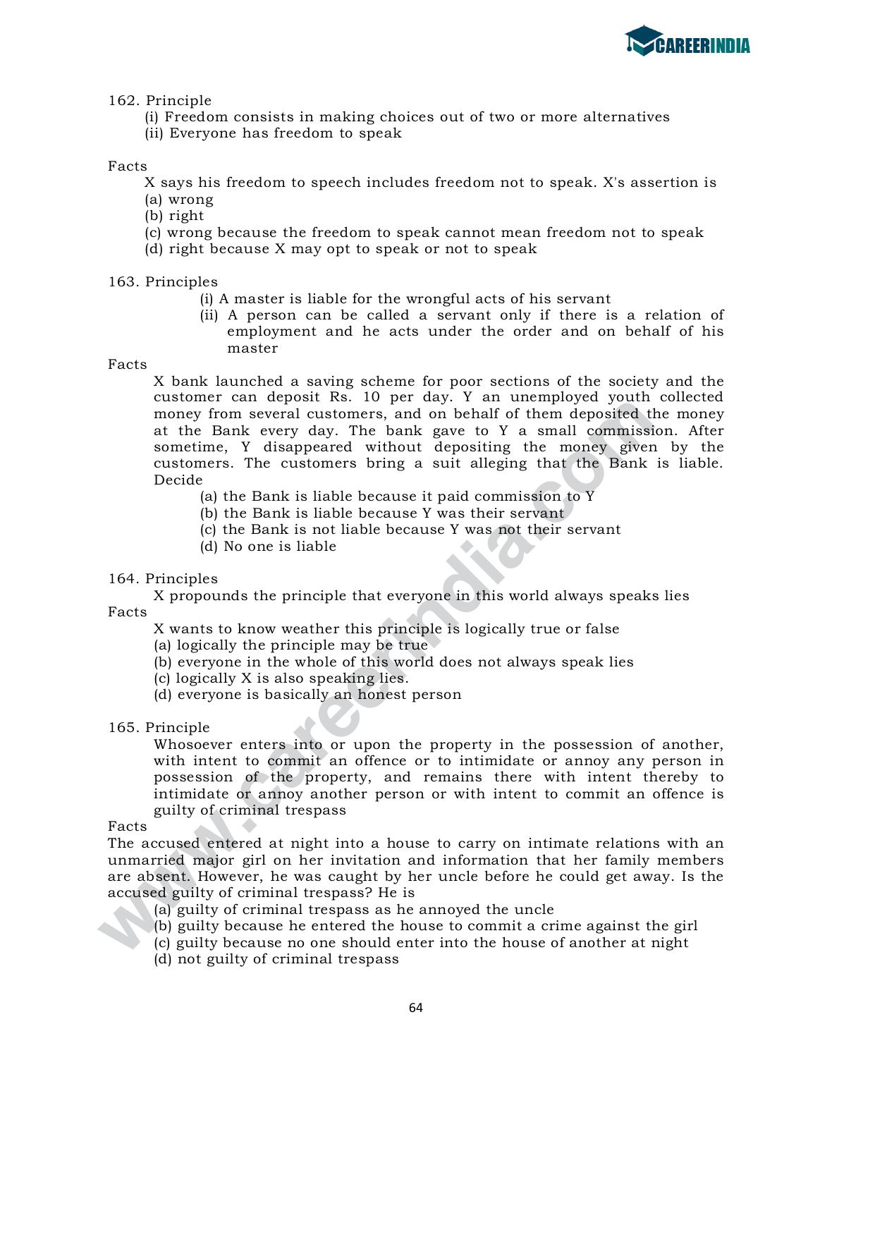 CLAT 2010 UG Sample Question Paper - Page 17