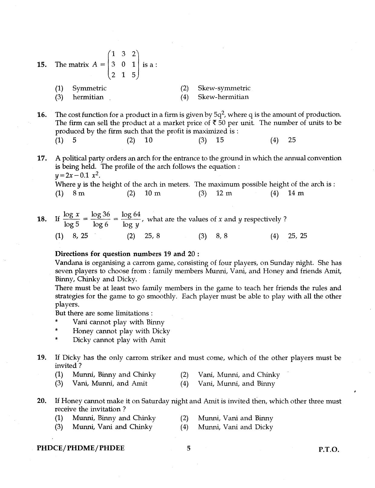 IGNOU PhD Entrance Test Ph.D. (Civil, Mechanical, Electrical Engineering) Programme 2016 Question Paper - Page 5