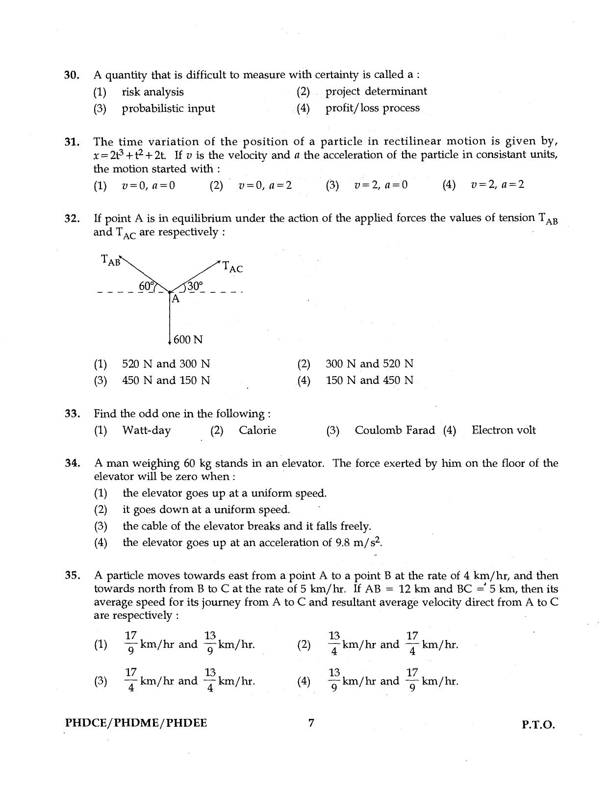 IGNOU PhD Entrance Test Ph.D. (Civil, Mechanical, Electrical Engineering) Programme 2016 Question Paper - Page 7
