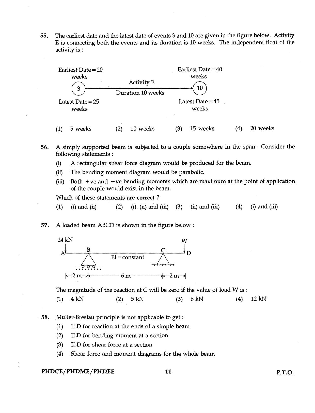 IGNOU PhD Entrance Test Ph.D. (Civil, Mechanical, Electrical Engineering) Programme 2016 Question Paper - Page 11