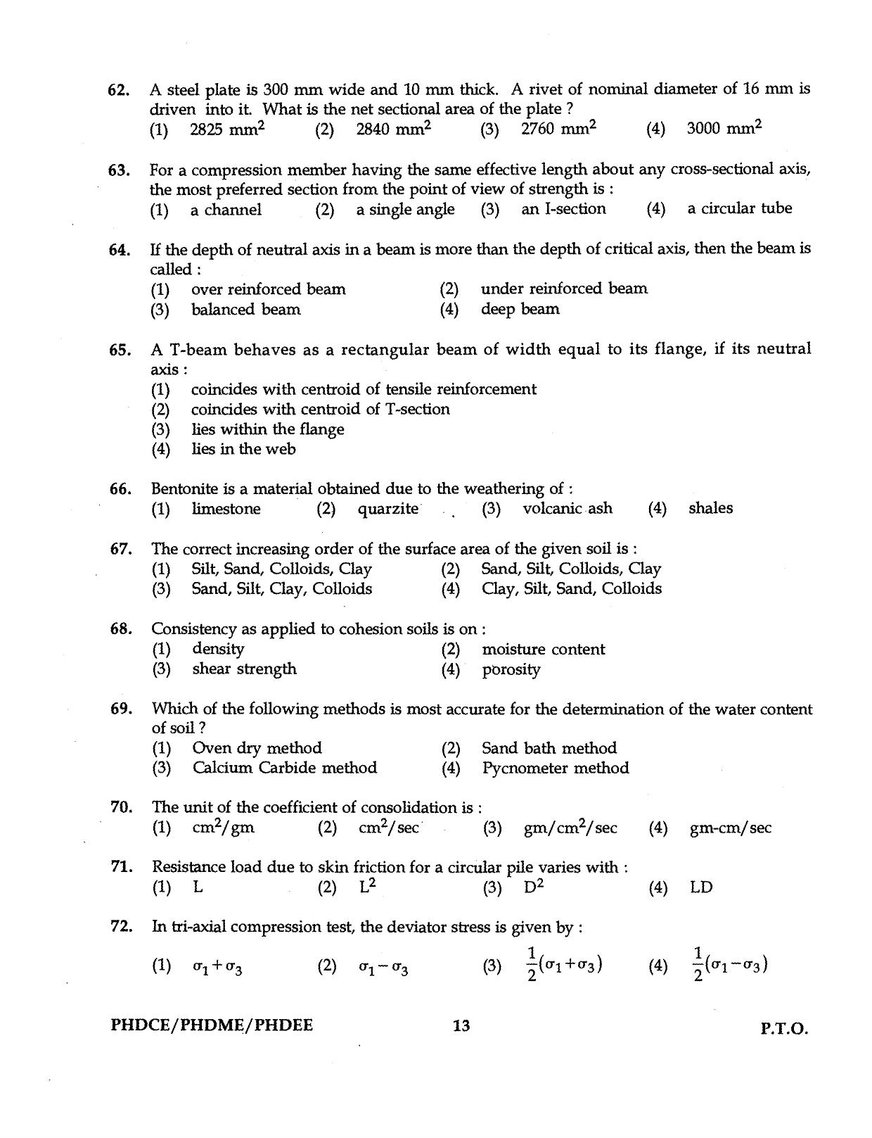 IGNOU PhD Entrance Test Ph.D. (Civil, Mechanical, Electrical Engineering) Programme 2016 Question Paper - Page 13