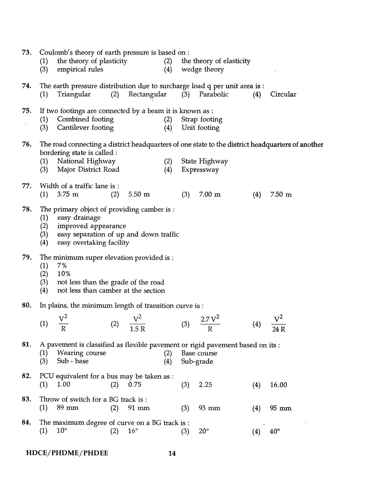 IGNOU PhD Entrance Test Ph.D. (Civil, Mechanical, Electrical Engineering) Programme 2016 Question Paper - Page 14