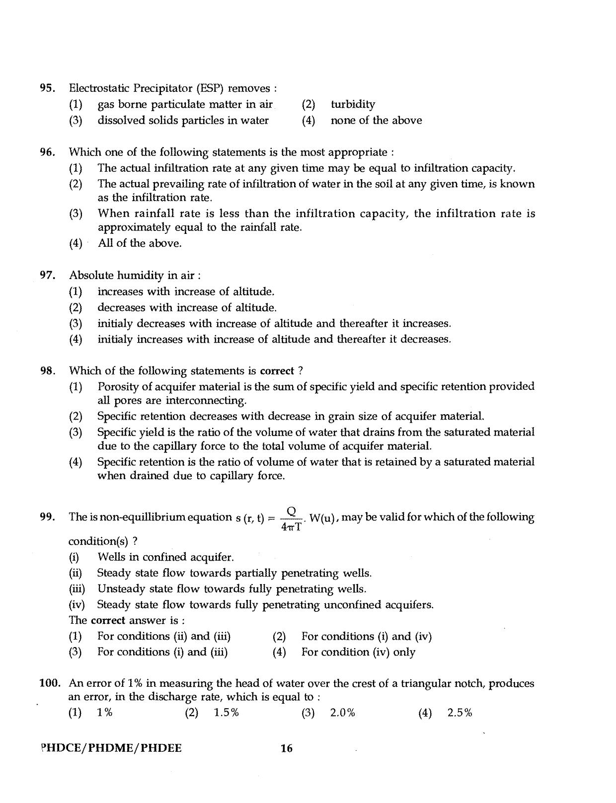 IGNOU PhD Entrance Test Ph.D. (Civil, Mechanical, Electrical Engineering) Programme 2016 Question Paper - Page 16