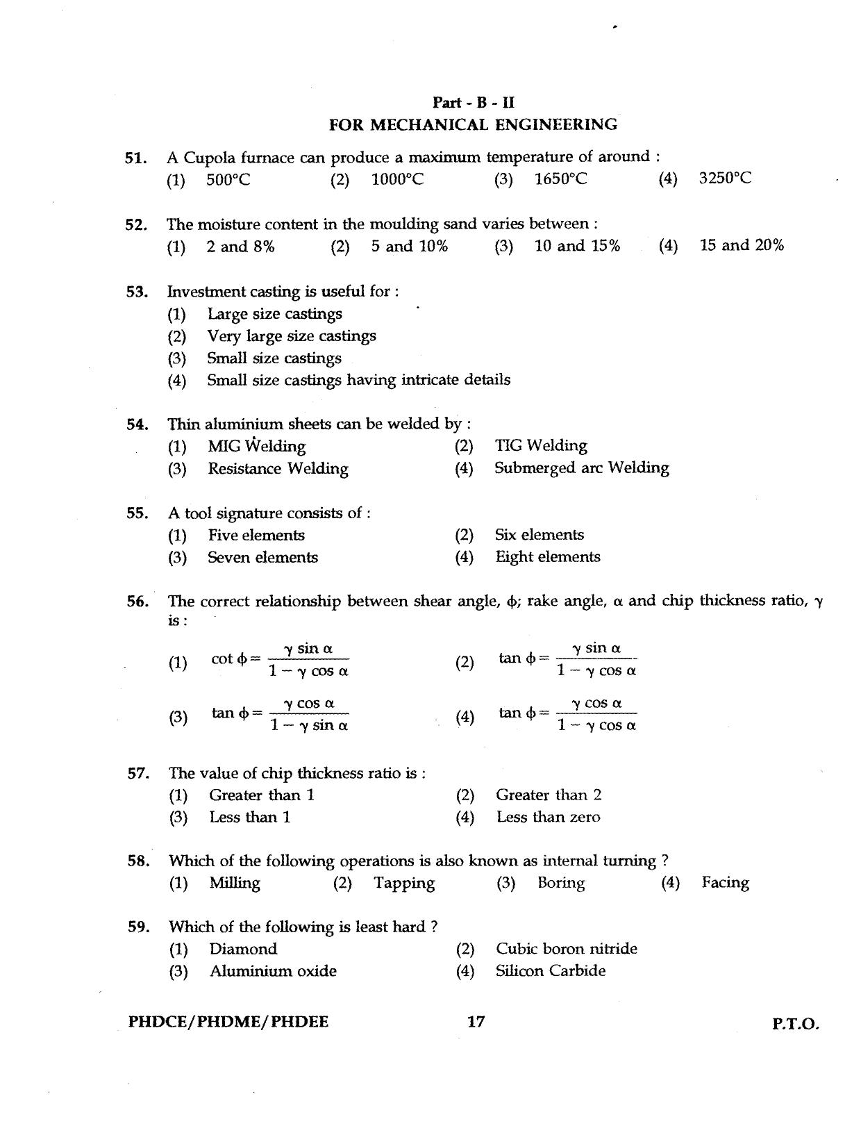 IGNOU PhD Entrance Test Ph.D. (Civil, Mechanical, Electrical Engineering) Programme 2016 Question Paper - Page 17