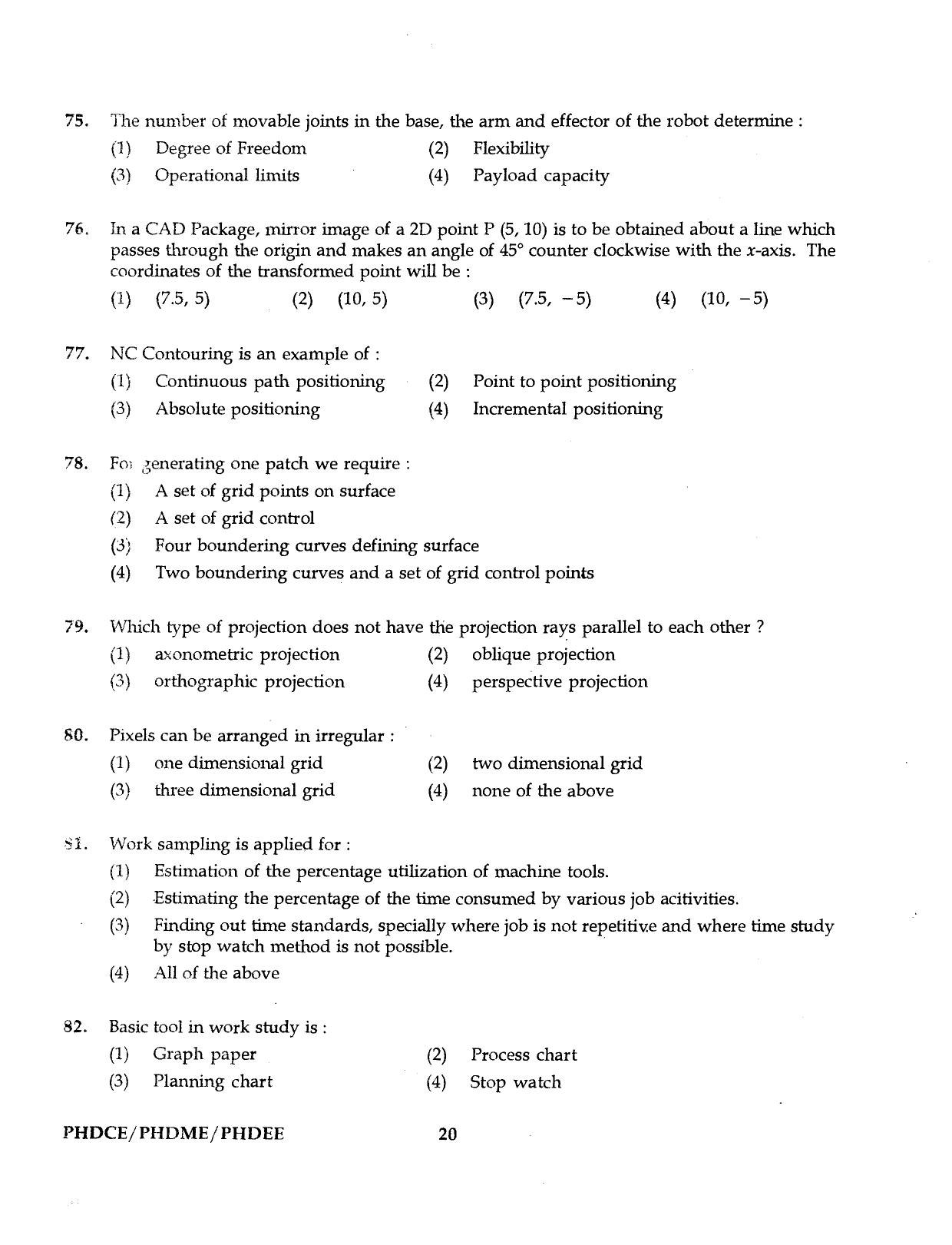 IGNOU PhD Entrance Test Ph.D. (Civil, Mechanical, Electrical Engineering) Programme 2016 Question Paper - Page 20