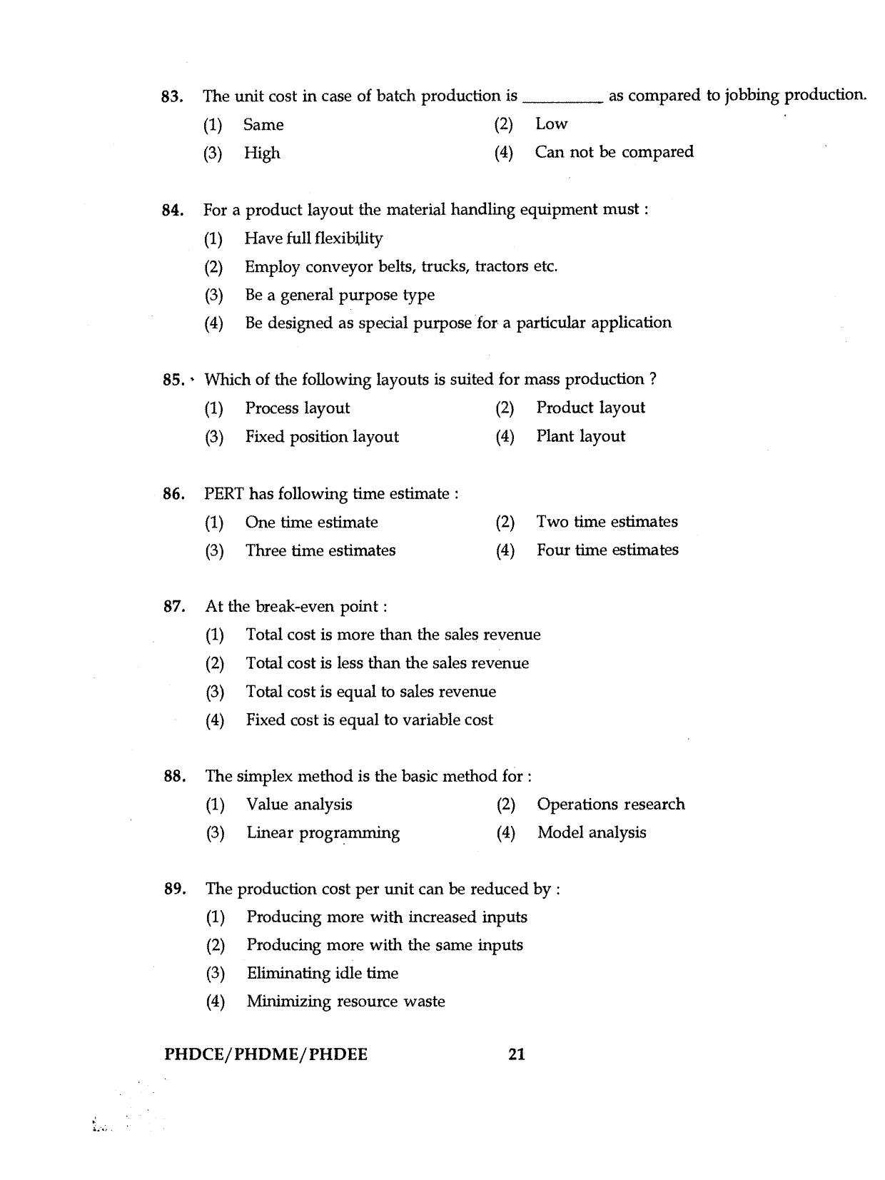 IGNOU PhD Entrance Test Ph.D. (Civil, Mechanical, Electrical Engineering) Programme 2016 Question Paper - Page 21