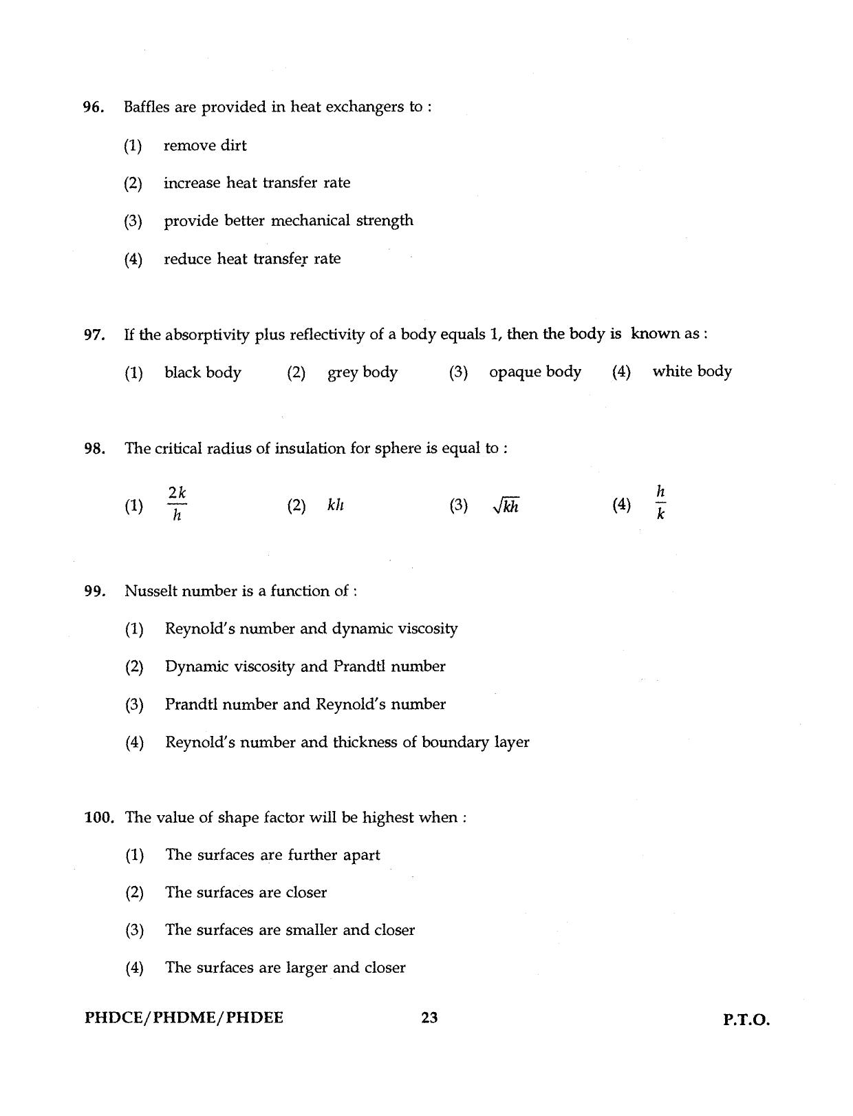 IGNOU PhD Entrance Test Ph.D. (Civil, Mechanical, Electrical Engineering) Programme 2016 Question Paper - Page 23