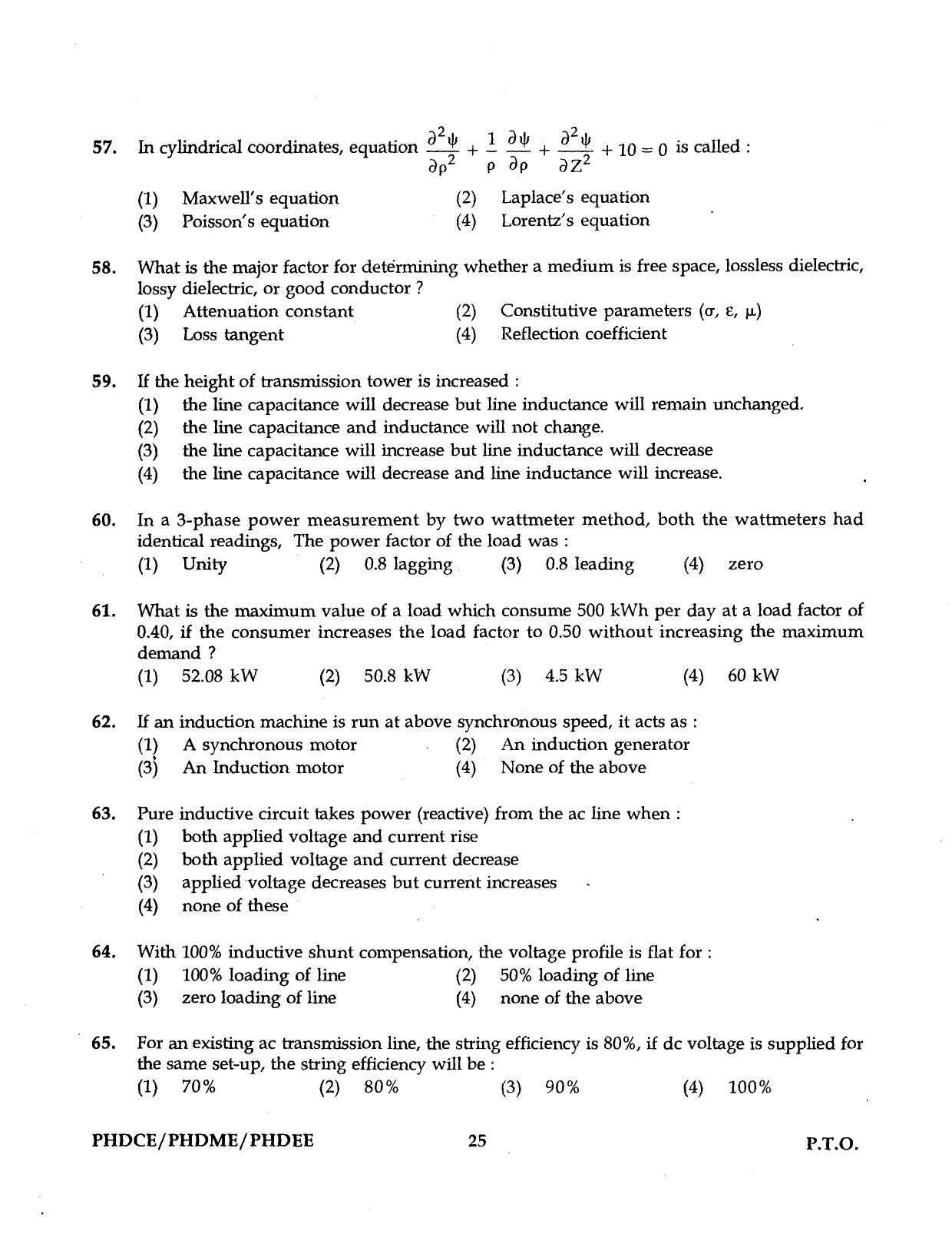 IGNOU PhD Entrance Test Ph.D. (Civil, Mechanical, Electrical Engineering) Programme 2016 Question Paper - Page 25