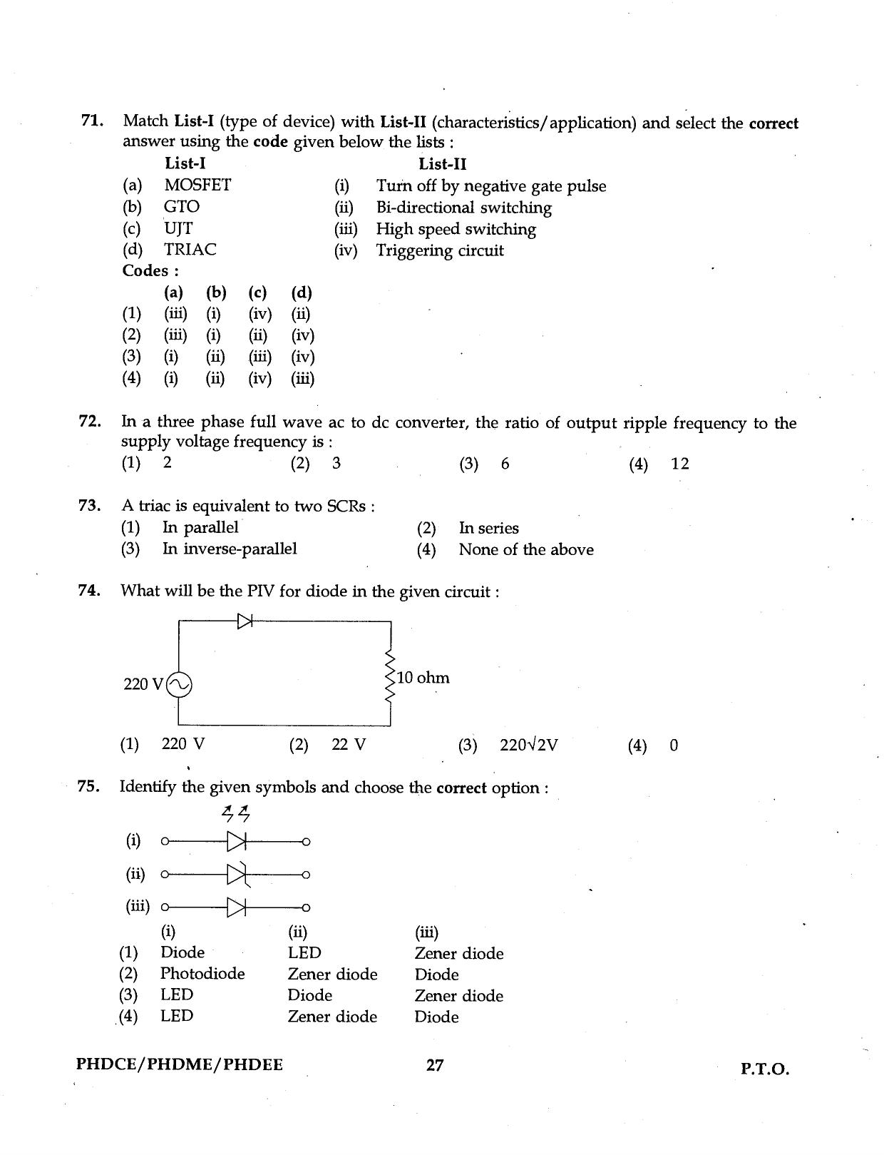 IGNOU PhD Entrance Test Ph.D. (Civil, Mechanical, Electrical Engineering) Programme 2016 Question Paper - Page 27