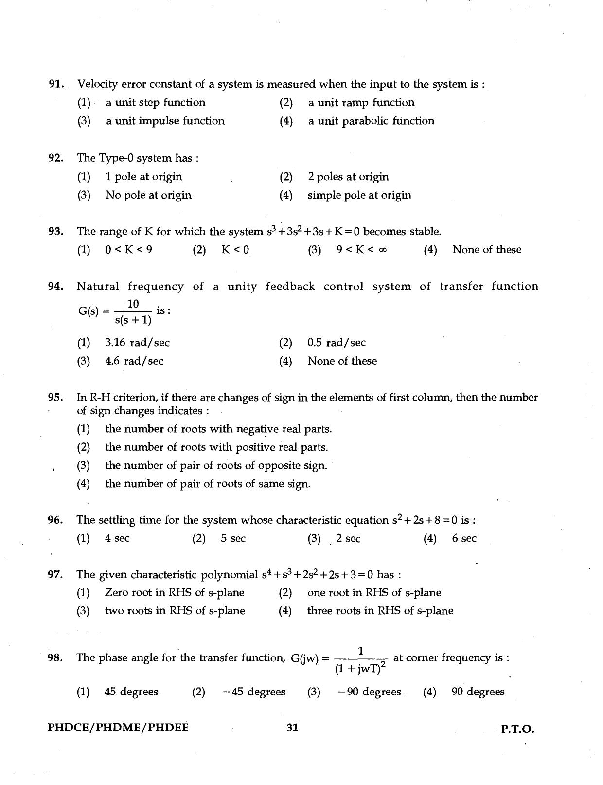 IGNOU PhD Entrance Test Ph.D. (Civil, Mechanical, Electrical Engineering) Programme 2016 Question Paper - Page 31