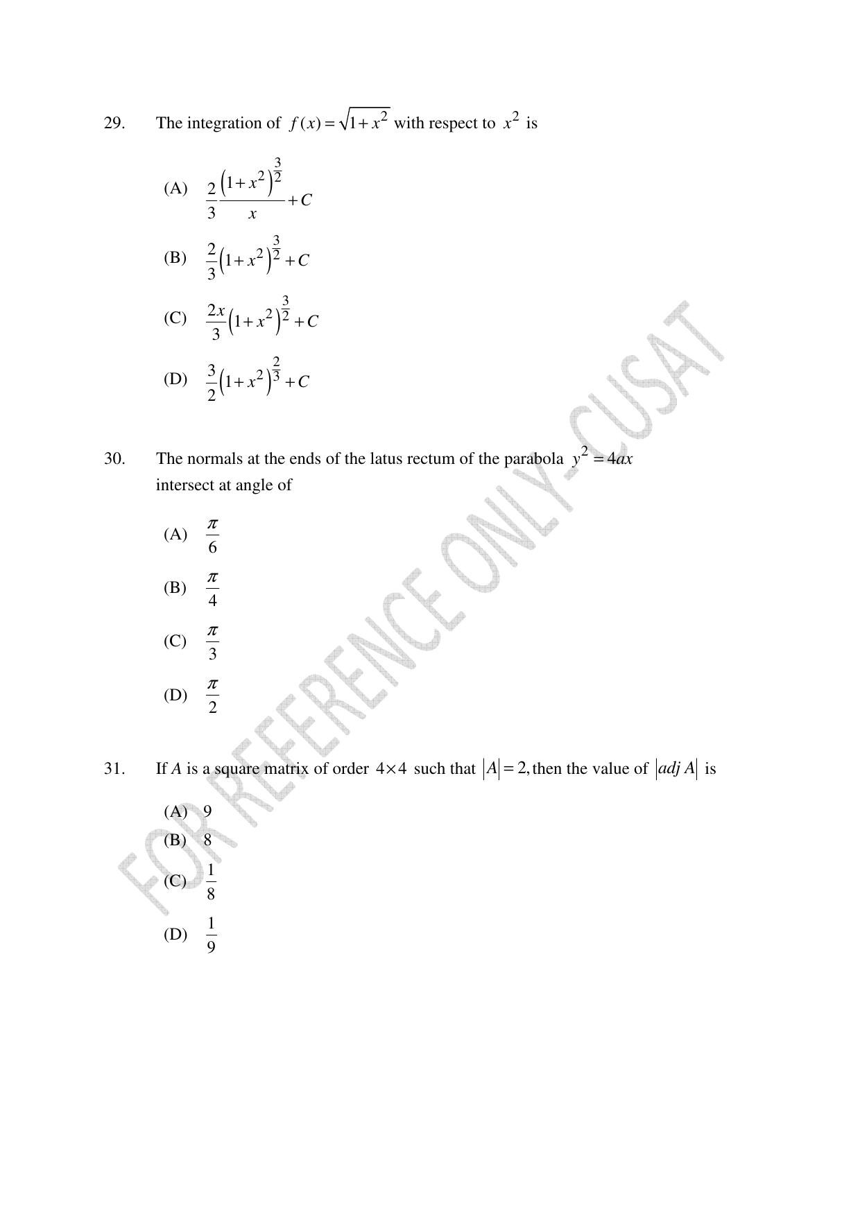 CUSAT CAT 2022 Test for Lateral Entry to B Tech Programmes Question Paper - Page 7