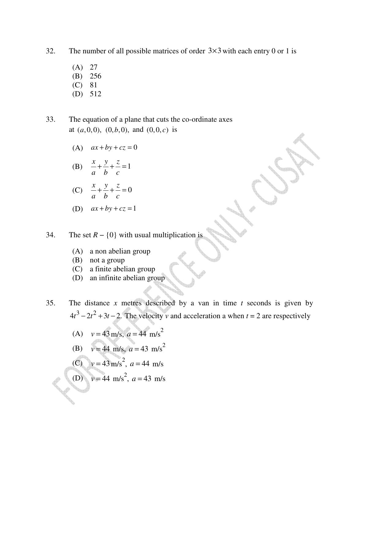 CUSAT CAT 2022 Test for Lateral Entry to B Tech Programmes Question Paper - Page 8