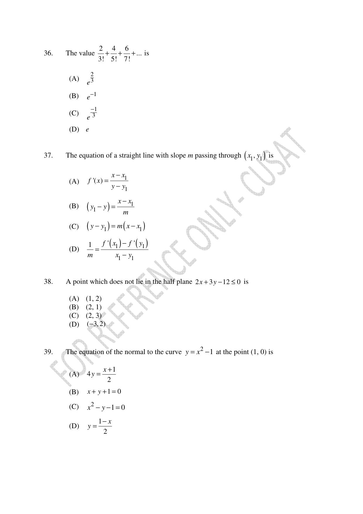 CUSAT CAT 2022 Test for Lateral Entry to B Tech Programmes Question Paper - Page 9