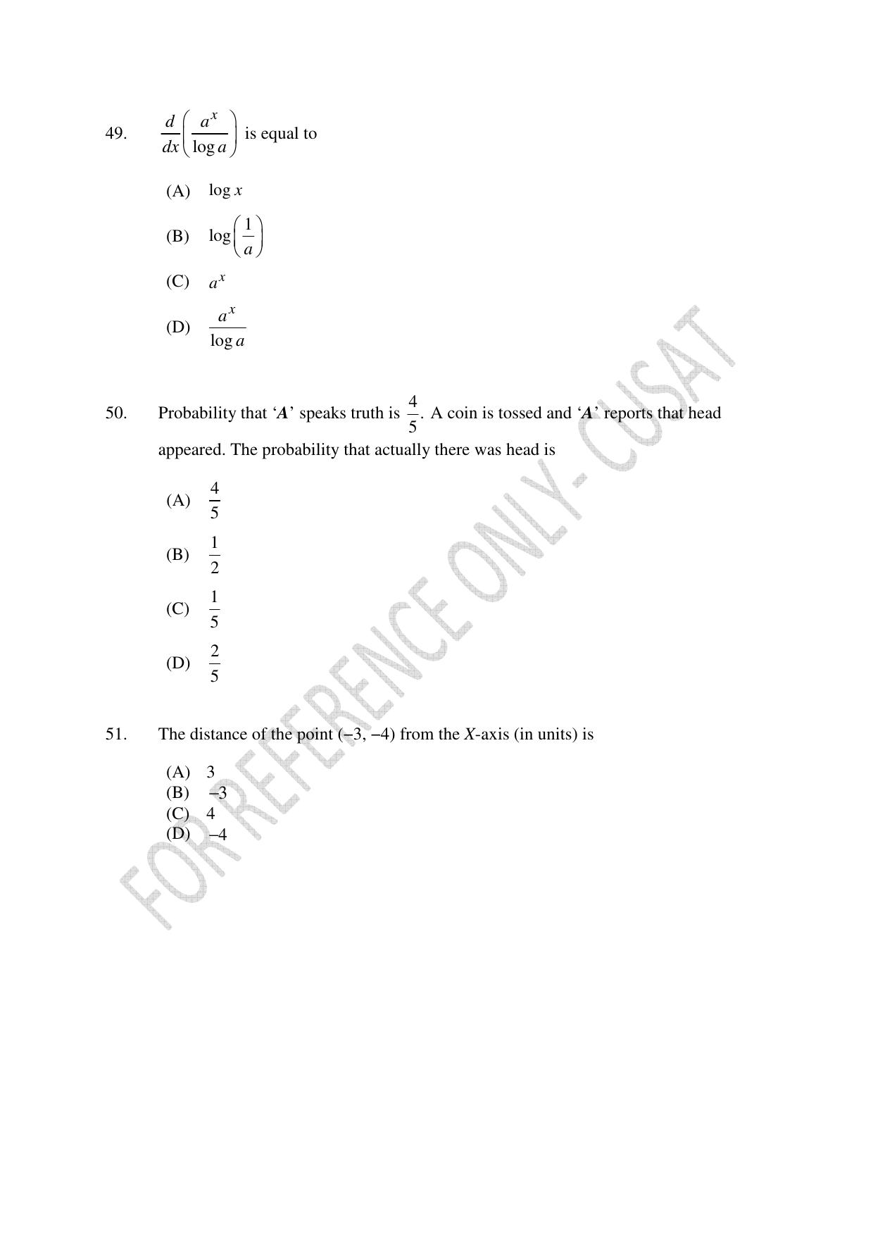 CUSAT CAT 2022 Test for Lateral Entry to B Tech Programmes Question Paper - Page 13