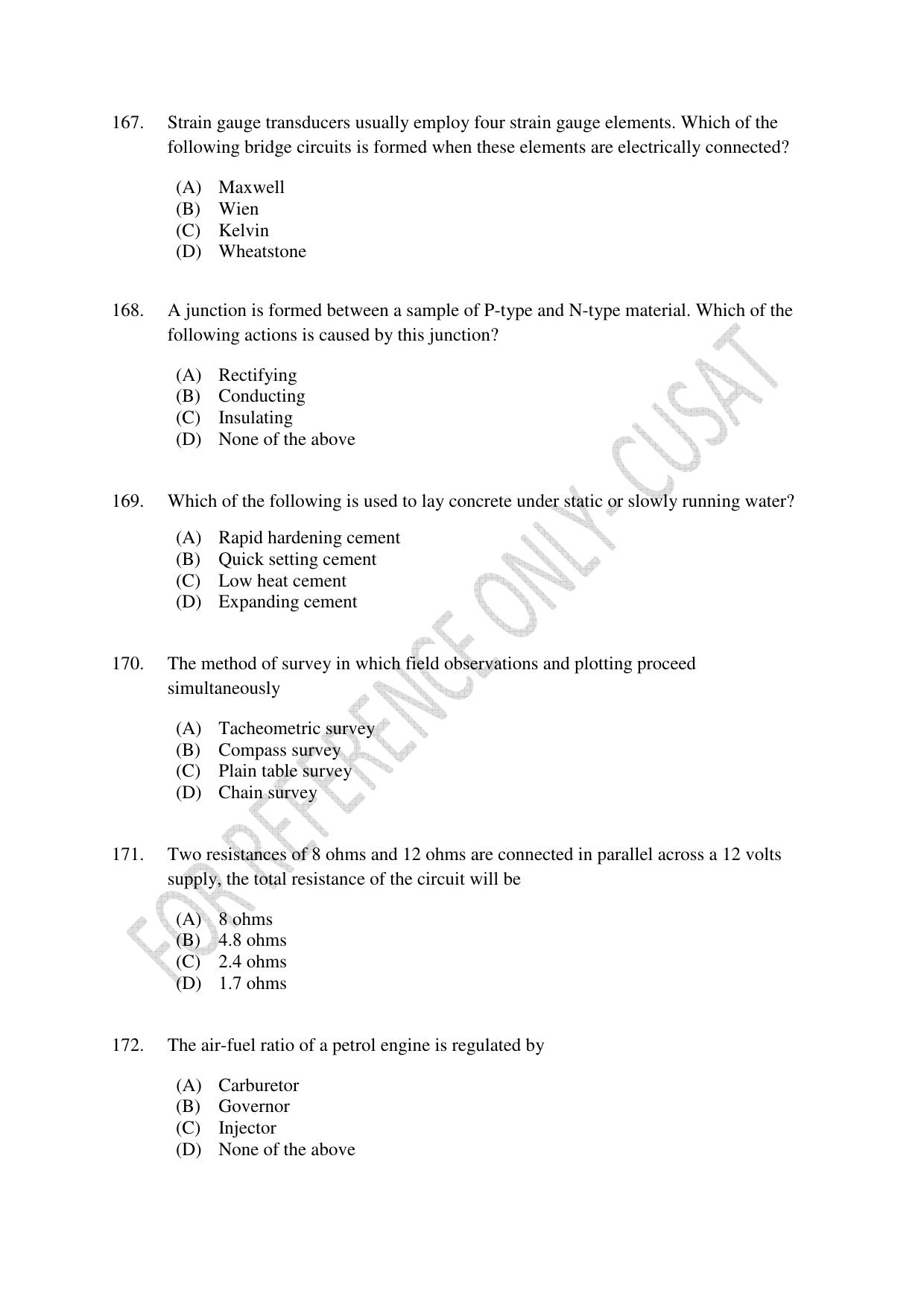 CUSAT CAT 2022 Test for Lateral Entry to B Tech Programmes Question Paper - Page 41