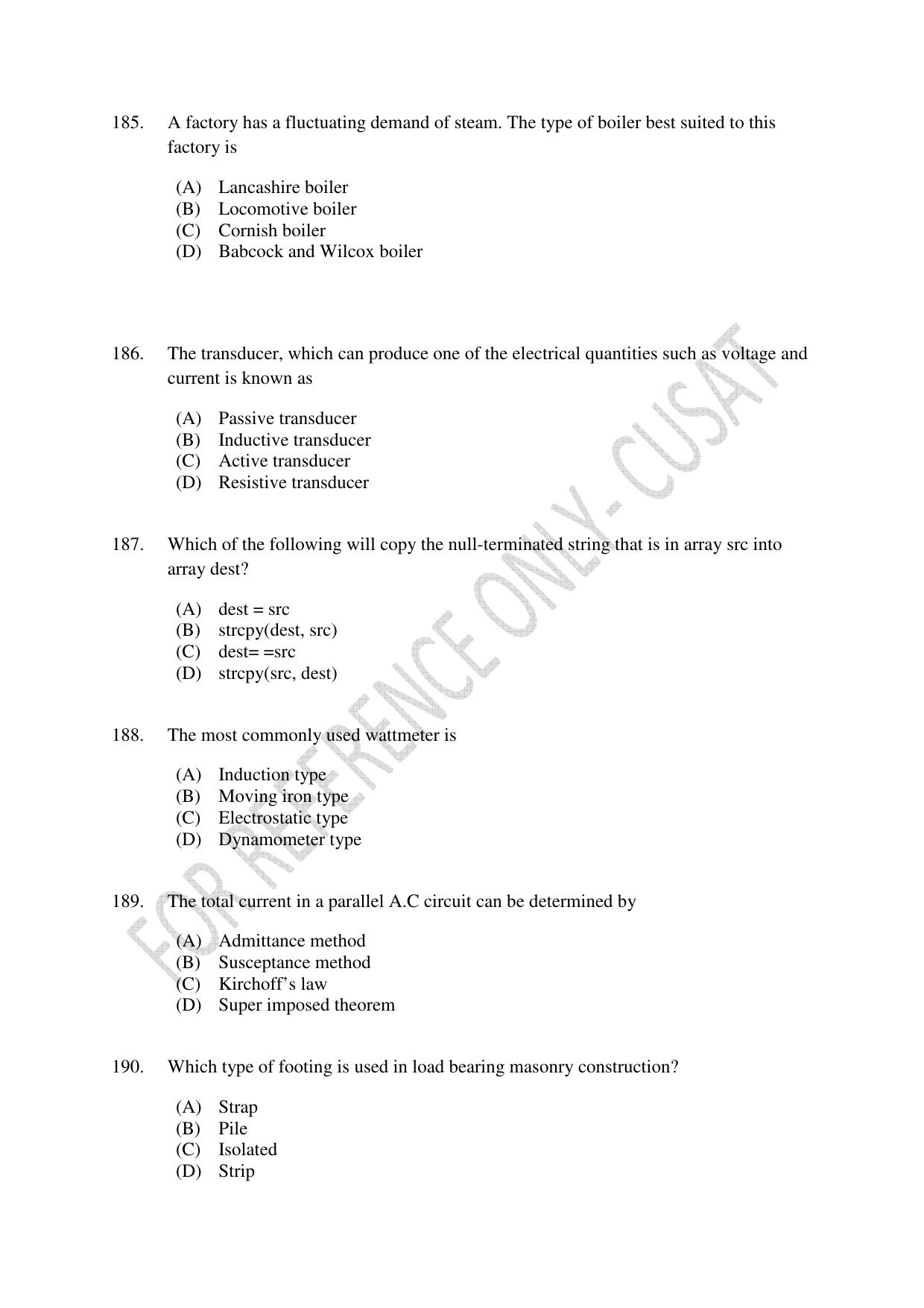 CUSAT CAT 2022 Test for Lateral Entry to B Tech Programmes Question Paper - Page 44
