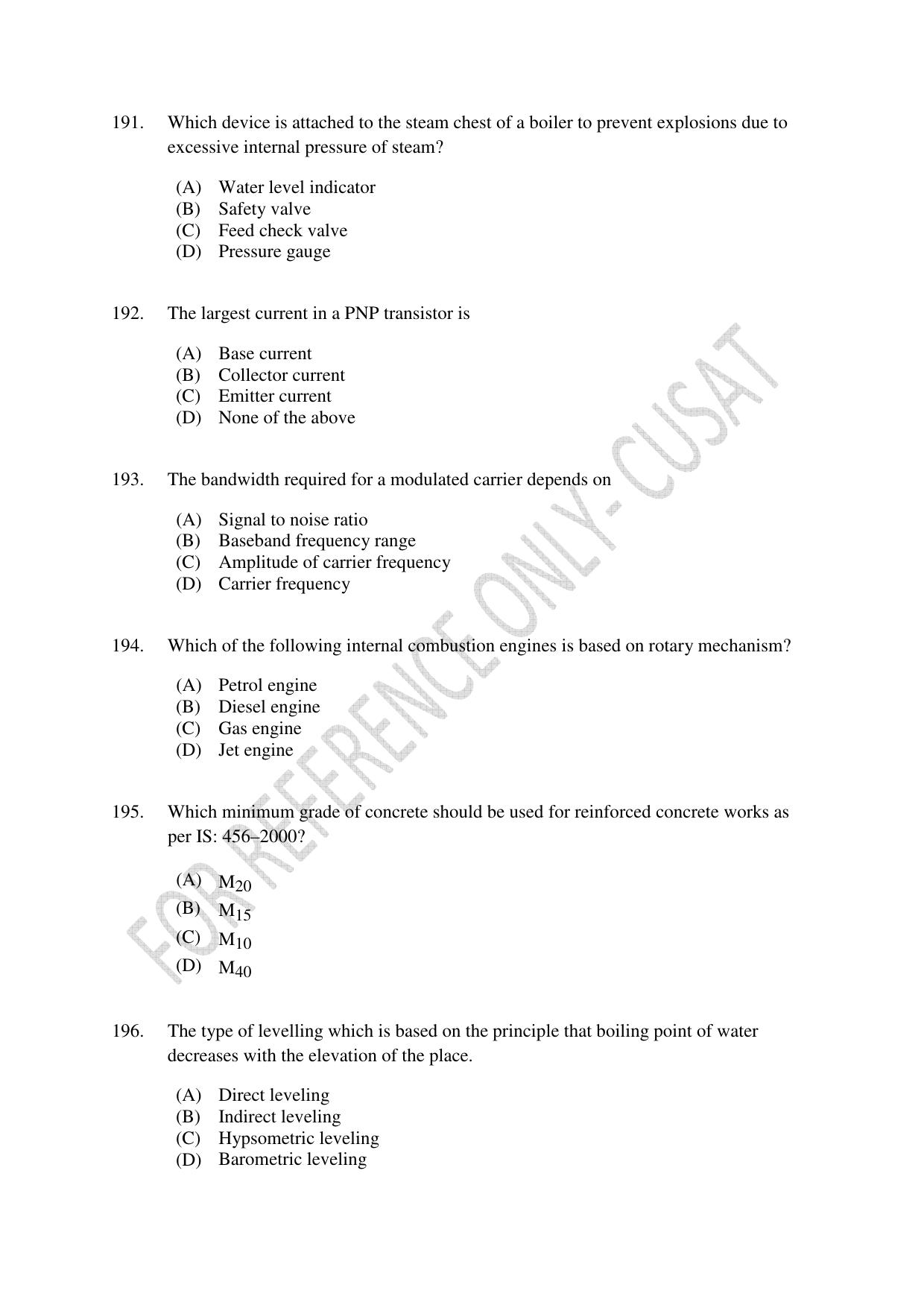 CUSAT CAT 2022 Test for Lateral Entry to B Tech Programmes Question Paper - Page 45