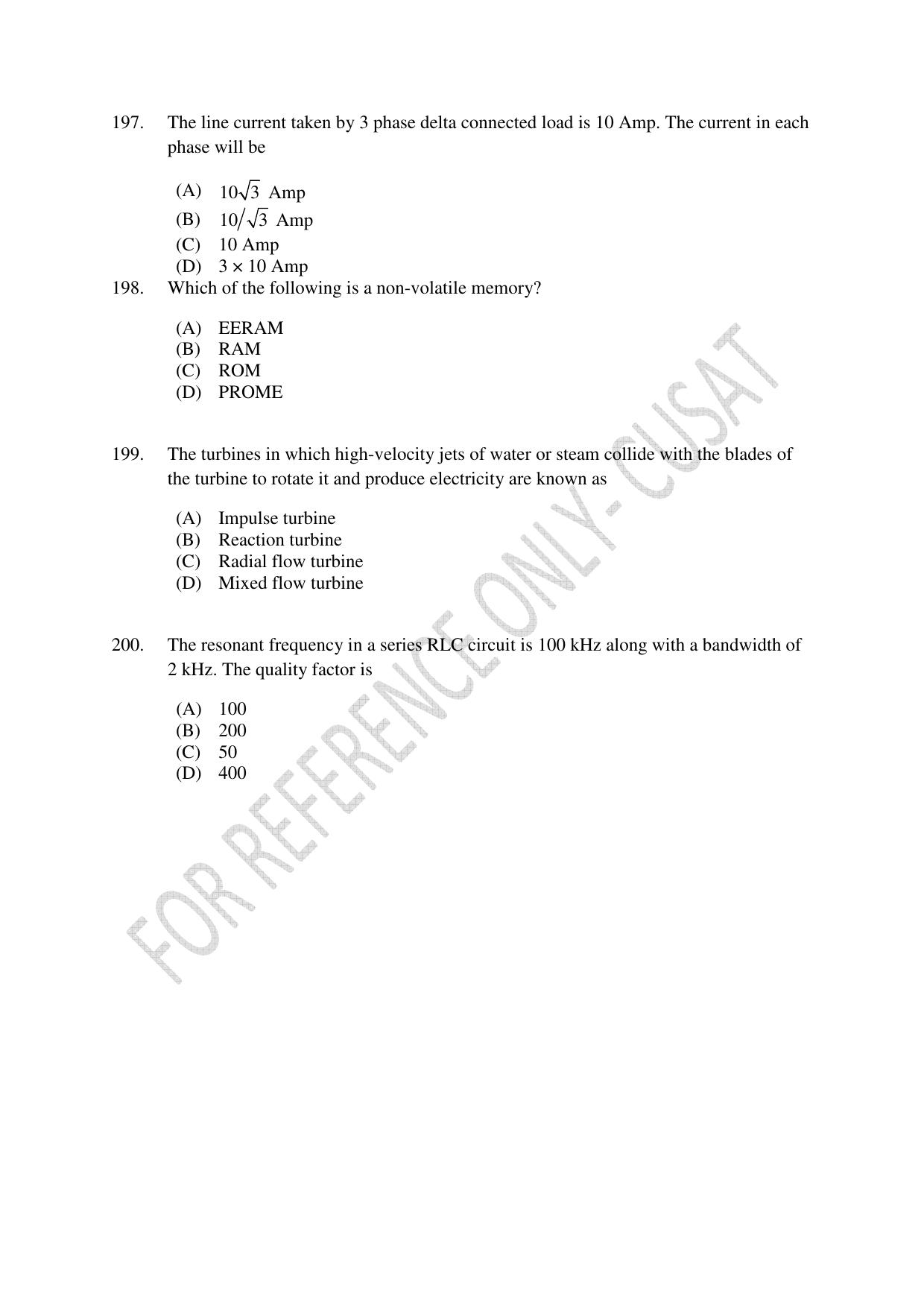 CUSAT CAT 2022 Test for Lateral Entry to B Tech Programmes Question Paper - Page 46