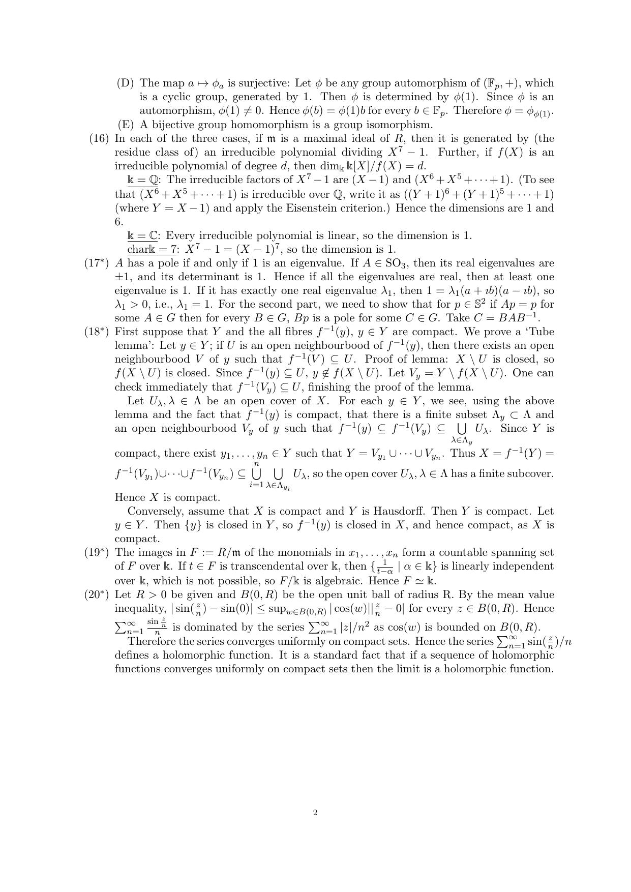 CMI Entrance Exam 2017 Solutions MSc/PhD Mathematics - Page 2