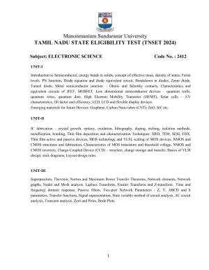 TNSET Syllabus - Electronic Science